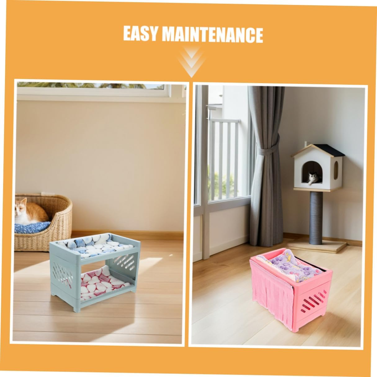 Luxshiny 2 Sets Hamster Hideout House Double-Layer Small Animal Cave Bed with Mats and Blankets for Guinea Pigs, Sugar Gliders, Gerbils, and Mice Random Color