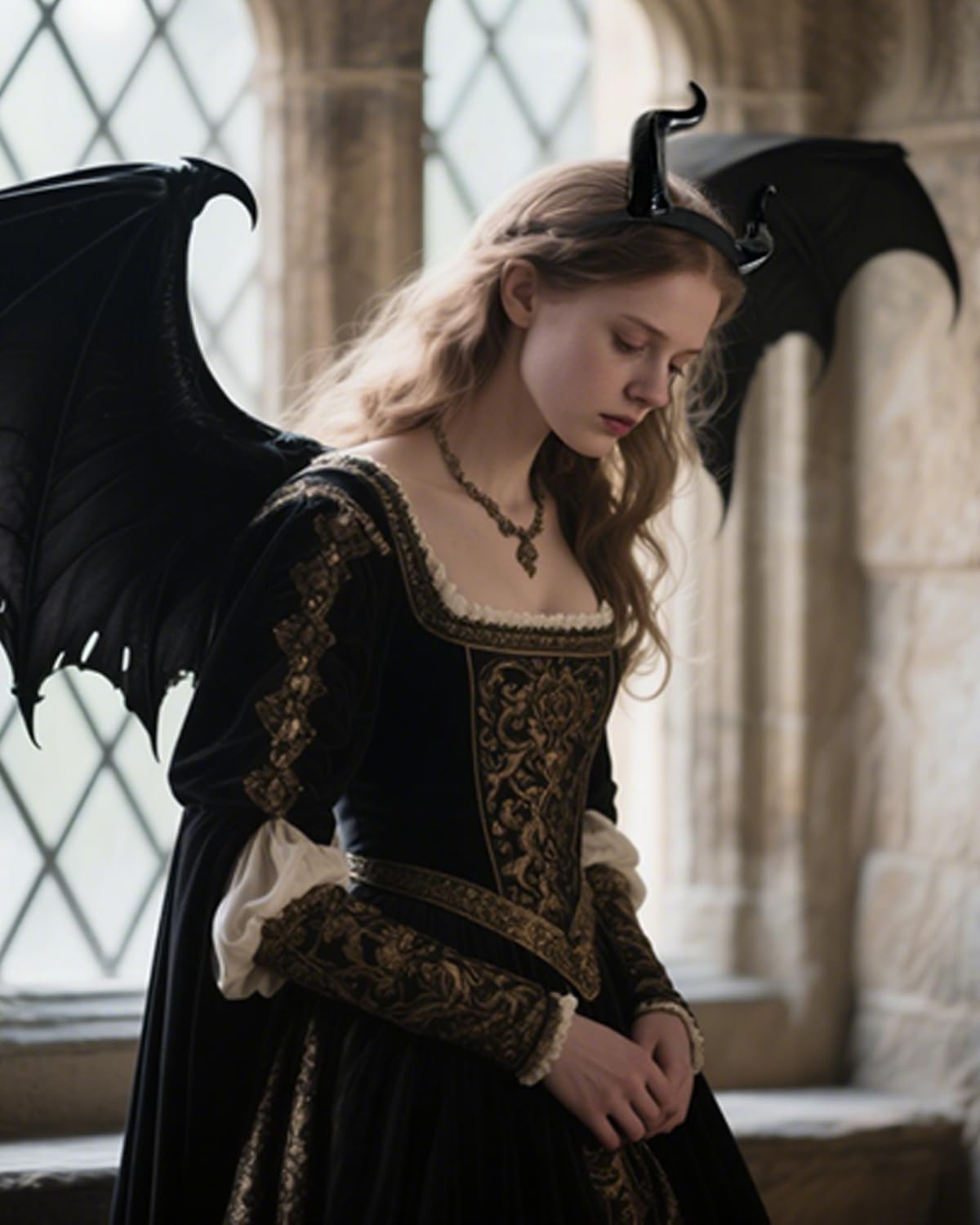 L'VOW Gothic Maleficent Horns Headband Headpiece Maleficent Ears Headdress Halloween Cosplay Costume Accessories - Image 2