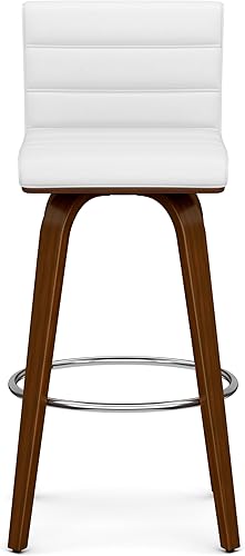 Miniatura 22 de SIMPLIHOME Lowell Taburete de bar giratorio ajustable, silla tapizada de metal de 33 pulgadas de altura del asiento en tela de aspecto de lino gris