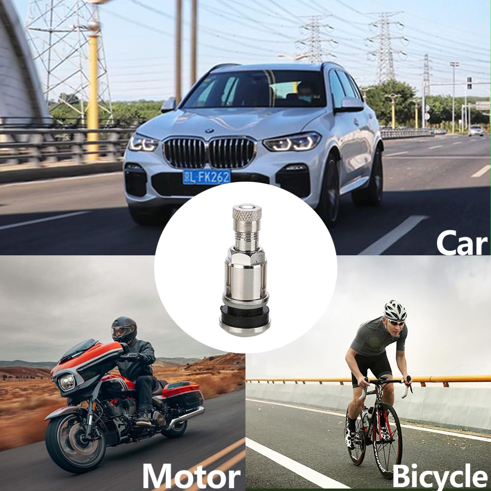Valvole Per Cerchi Auto - 4 Pezzi Argento 42x11mm, Metallo, Universali Per Pneumatici Tubeless