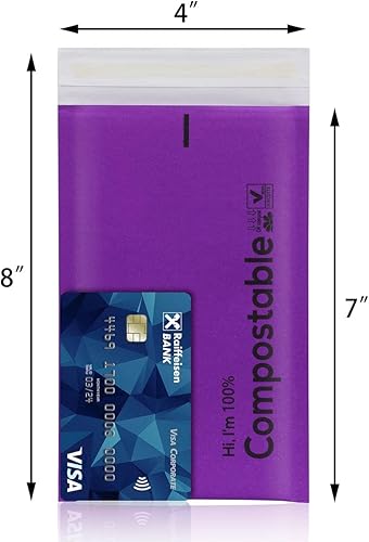 Miniatura 4 de Sobres de burbujas 100 % biodegradables de 4 x 8, 25 sobres de papel kraft morado #000 compostables, bolsas autoadhesivas ecológicas