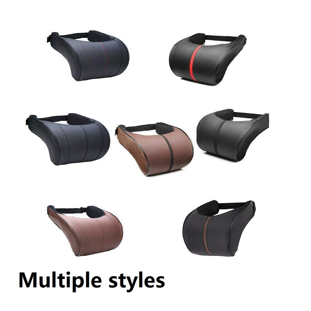 MASO, cuscino di supporto per il collo dell’auto, cuscino poggiatesta in morbida pelle PU + memory foam per auto per guidare il collo e alleviare il dolore al collo Nero, 4