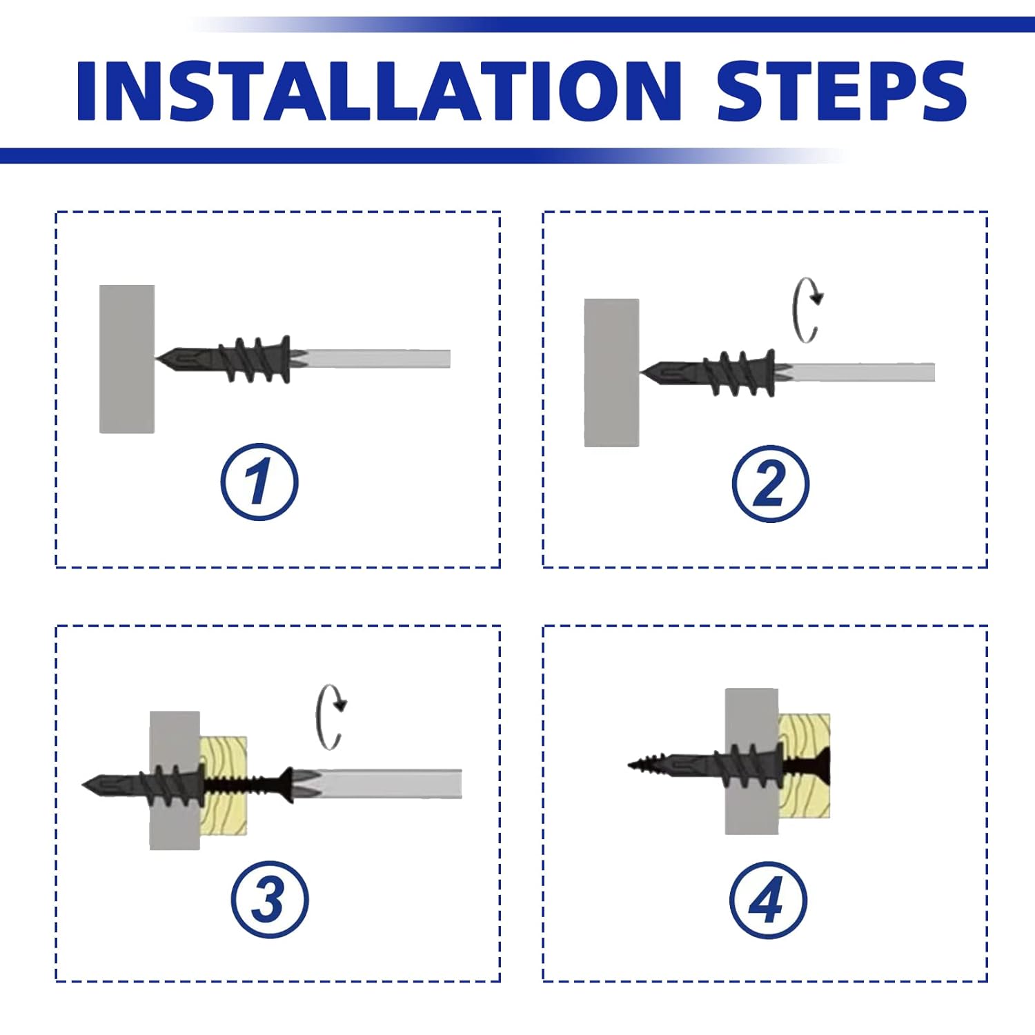 Drywall Anchors Self Drilling Hollow Wall Anchors with Screws, White Set 260 PCS, Black 260 PCS