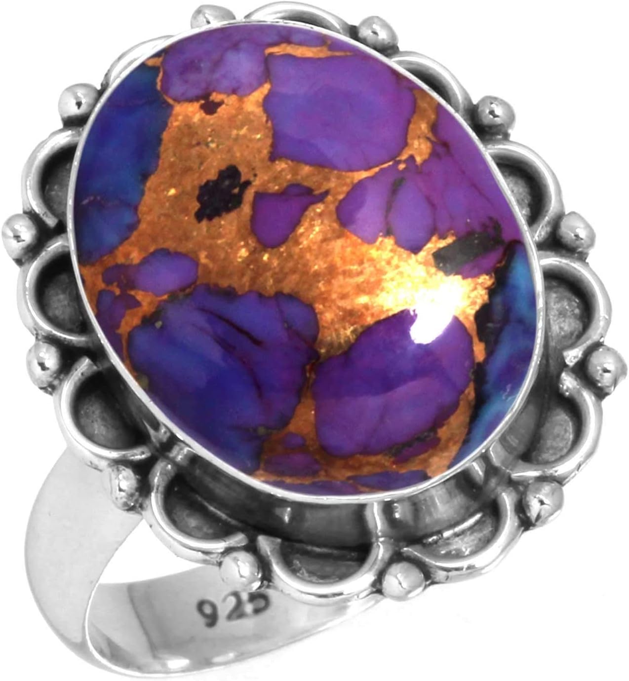 Boho Handmade Jewelry Chunky Natural Gemstone Pearl, Carnelian, Crystal, Lapis Oval Genuine 925 Sterling Silver Ring For Women