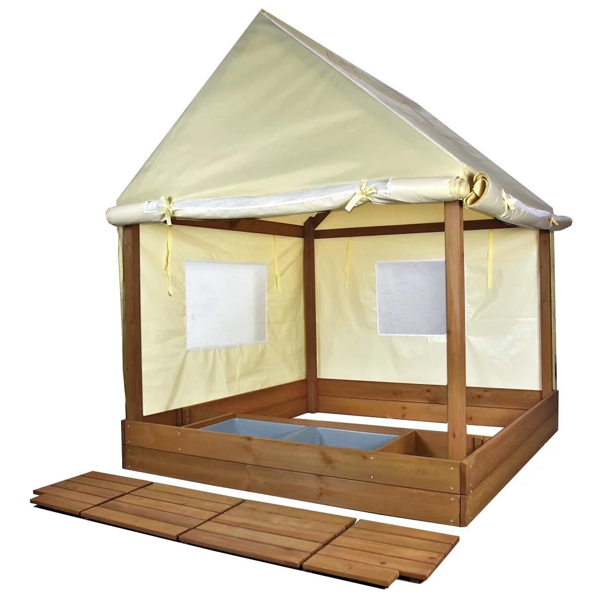 Meppi Sandkasten XXL mit Dach und Seitenwänden flexibel einsetzbar - Sandkiste Sandbox aus solidem Holz für Kinder
