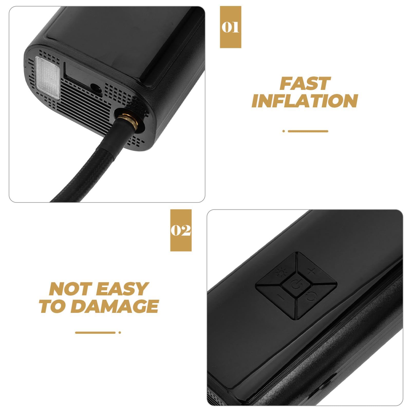 PRETYZOOM Bomba de Aire Portátil Compacta para Neumáticos de Bicicleta | 1 Juego, Negro Abs, 3 X 1500mah, Presión 3-150psi y Precisión ±1.5psi, 60w 7.4v