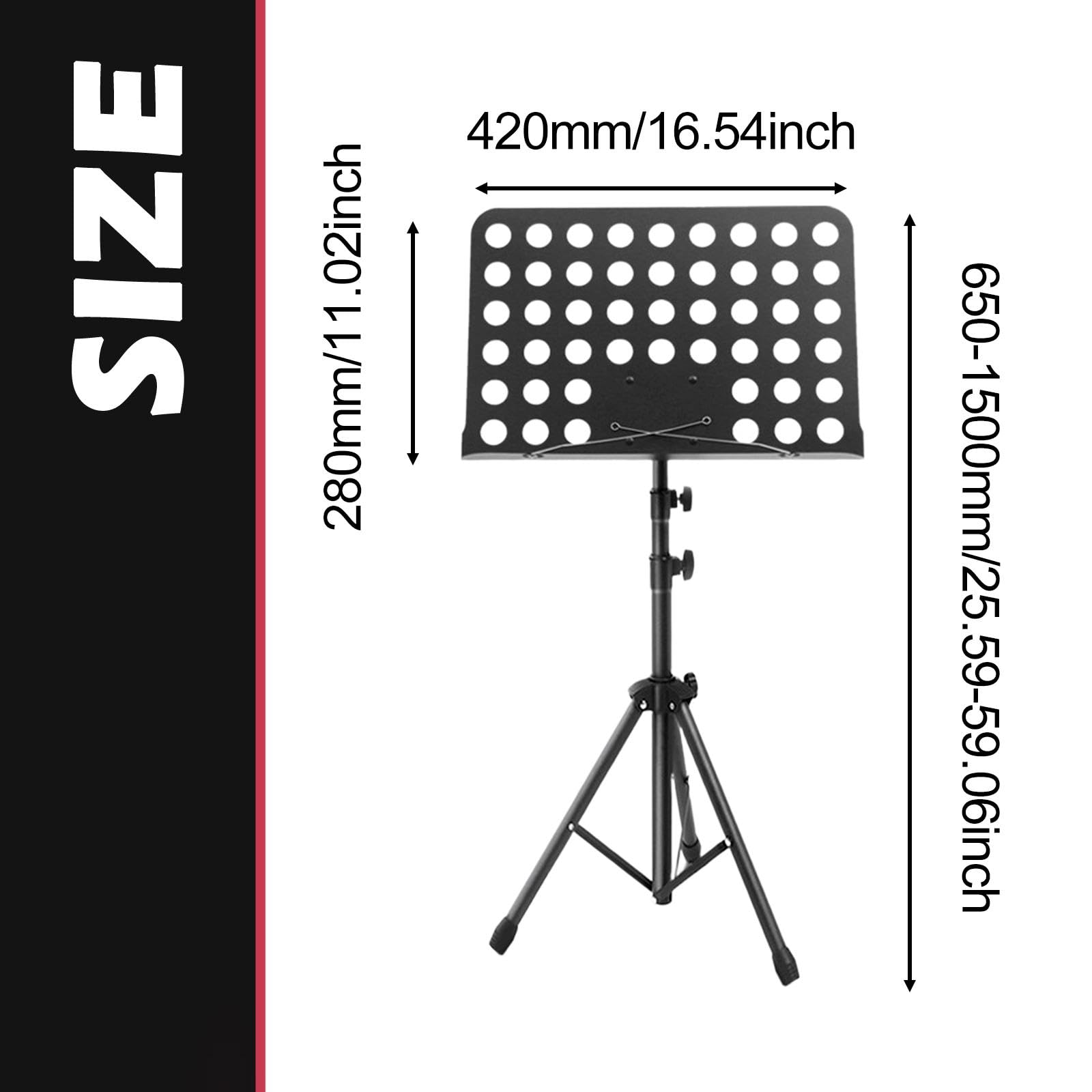 perfeclan Atril para Partituras Soporte Telescópico Plegable para Libros Base Estable Portátil Metálica Diseño Compacto Ligero Adecuado para Músicos y Uso en, Negro