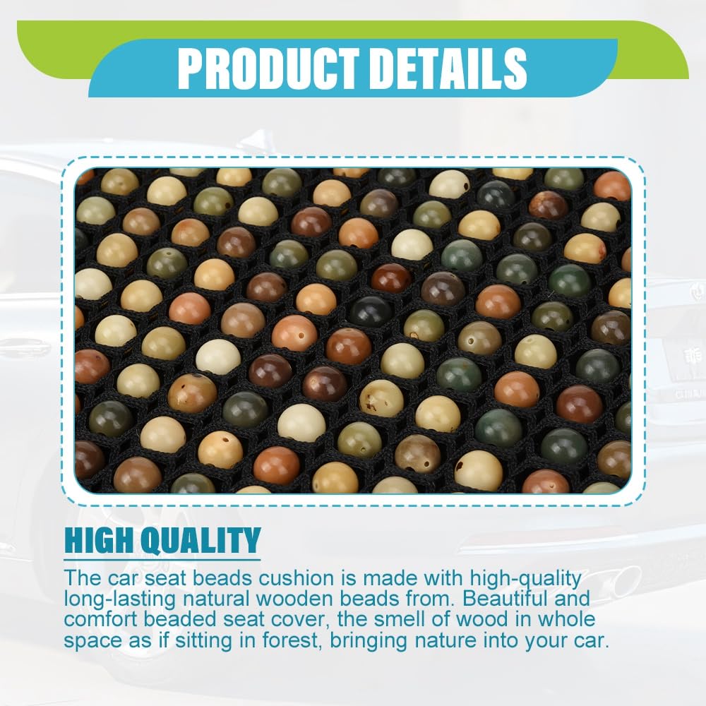 JSCARLIFE Uniwersalna poduszka na fotel samochodowy, oddychająca drewniana osłona z koralików, podkładka na lato, chłodzenie, wentylacja, chłodna podkładka, cztery pory roku, ochraniacz na wnętrze