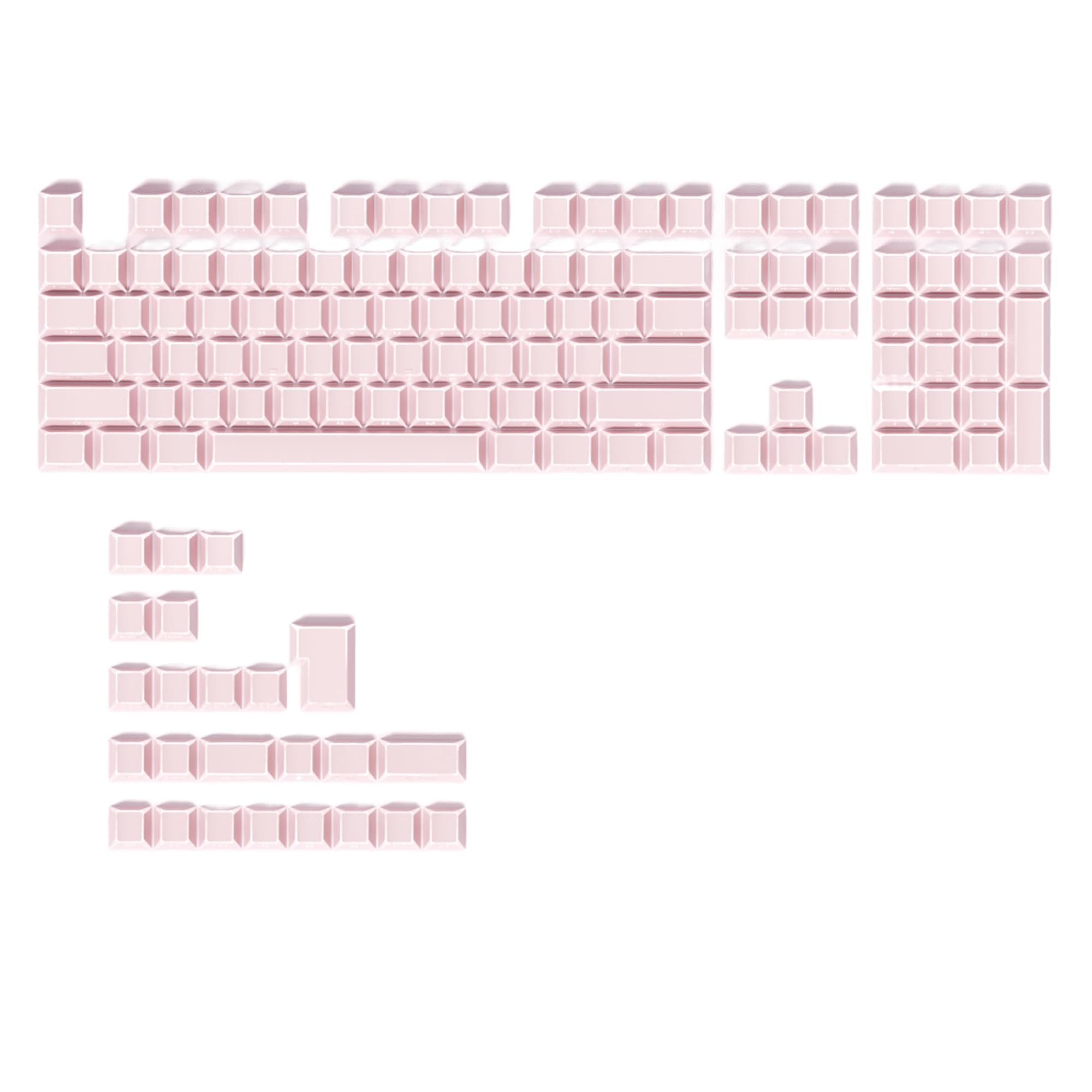 Pink PBT Shine Through Keycaps, Side Printed Translucent Keycaps, Double Shot Cherry Profile for MX Switches Mechanical Keyboard