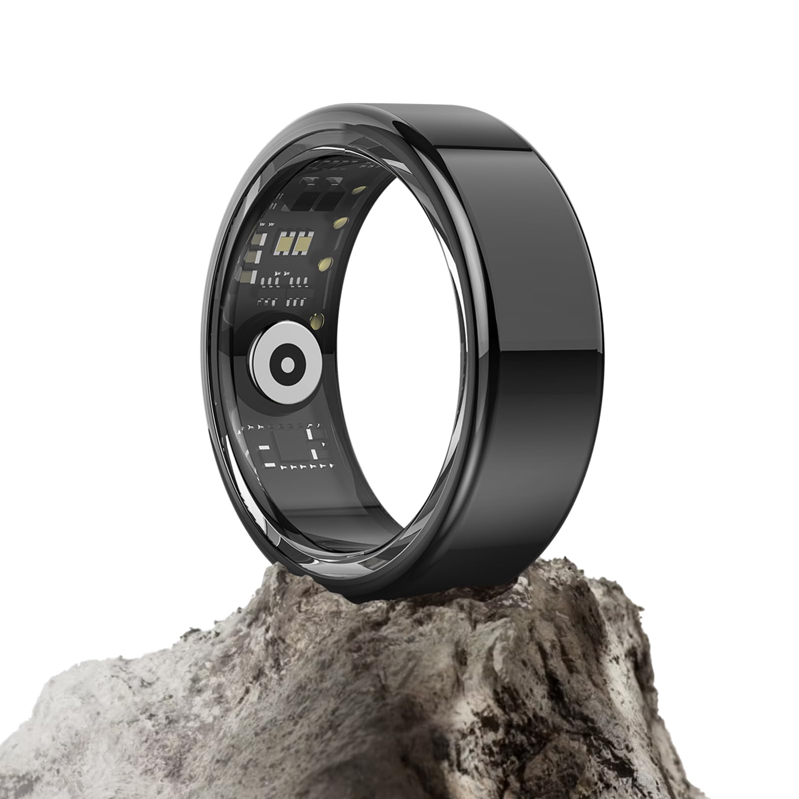Anello Intelligente (Nuova Versione 2025), Smart Ring Uomo Donna per Monitoraggio Sonno/Pulsometro/SpO2, 100+ Modalità Sportive IP68 Impermeabile Activity Tracker Android iOS, Taglia 8, Nero