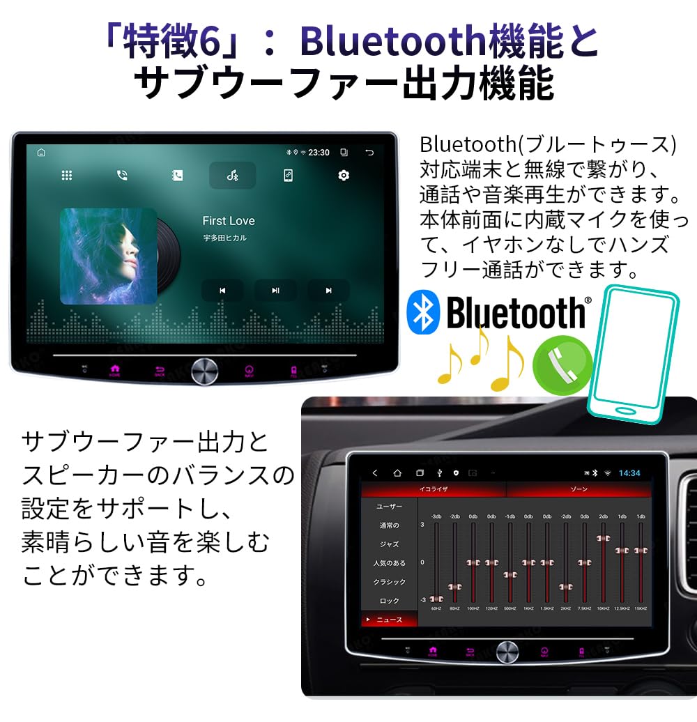 Amazon.co.jp: Pirara 10インチ 2DIN Androidカーナビ 画面角度調整 