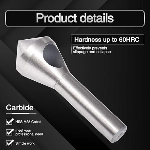 Miniatura 5 de KATUR Juego de 4 brocas de acero de alta velocidad de un solo extremo, para metal, ángulo de punta de 90 grados, vástago redondo de 68100.472 in,