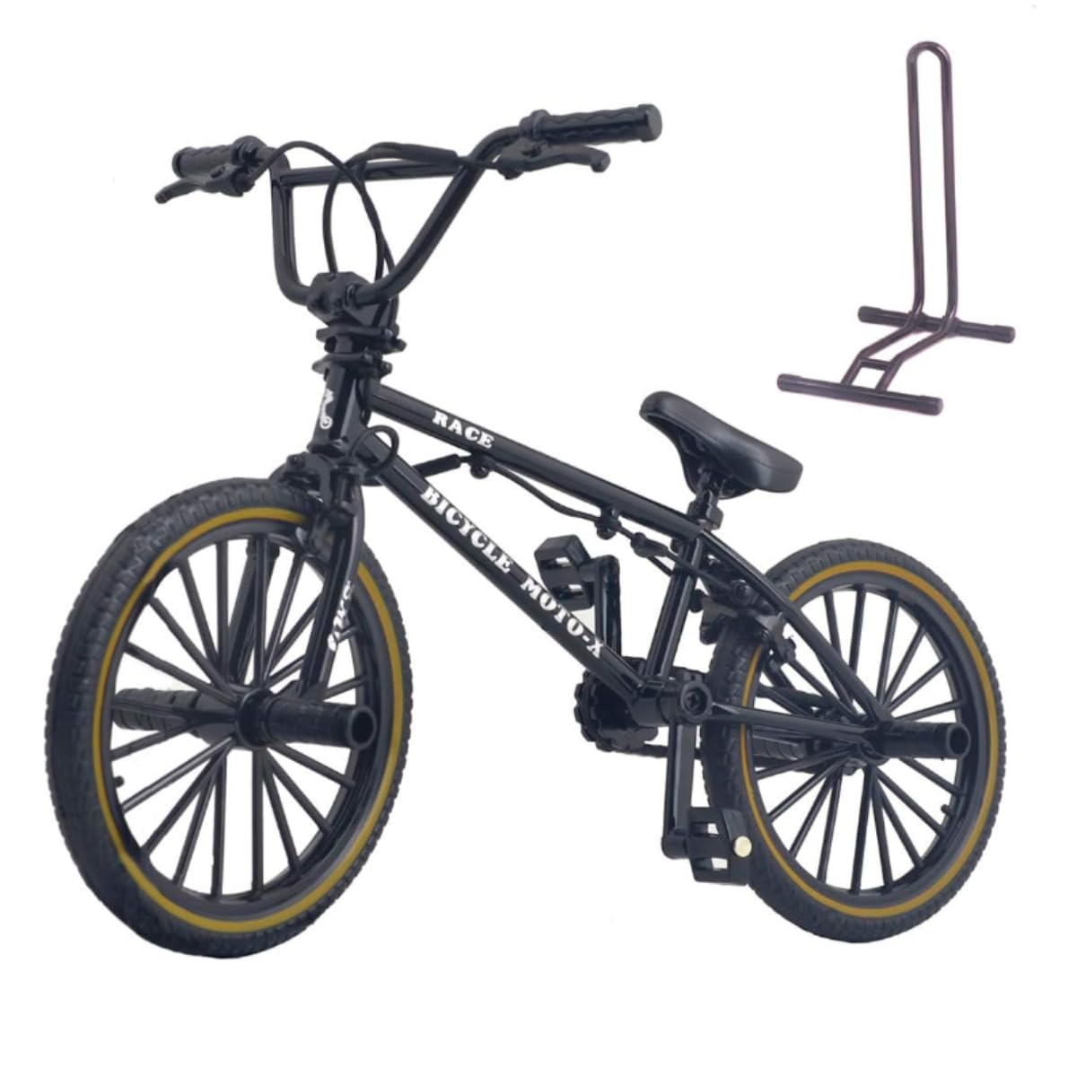 A&H Shop Mini Bicicleta a Escala con Base 1:24 Metal Juguetes de Colección, Modelo BMX, Juguetes para Niños y Adultos, Color Negro