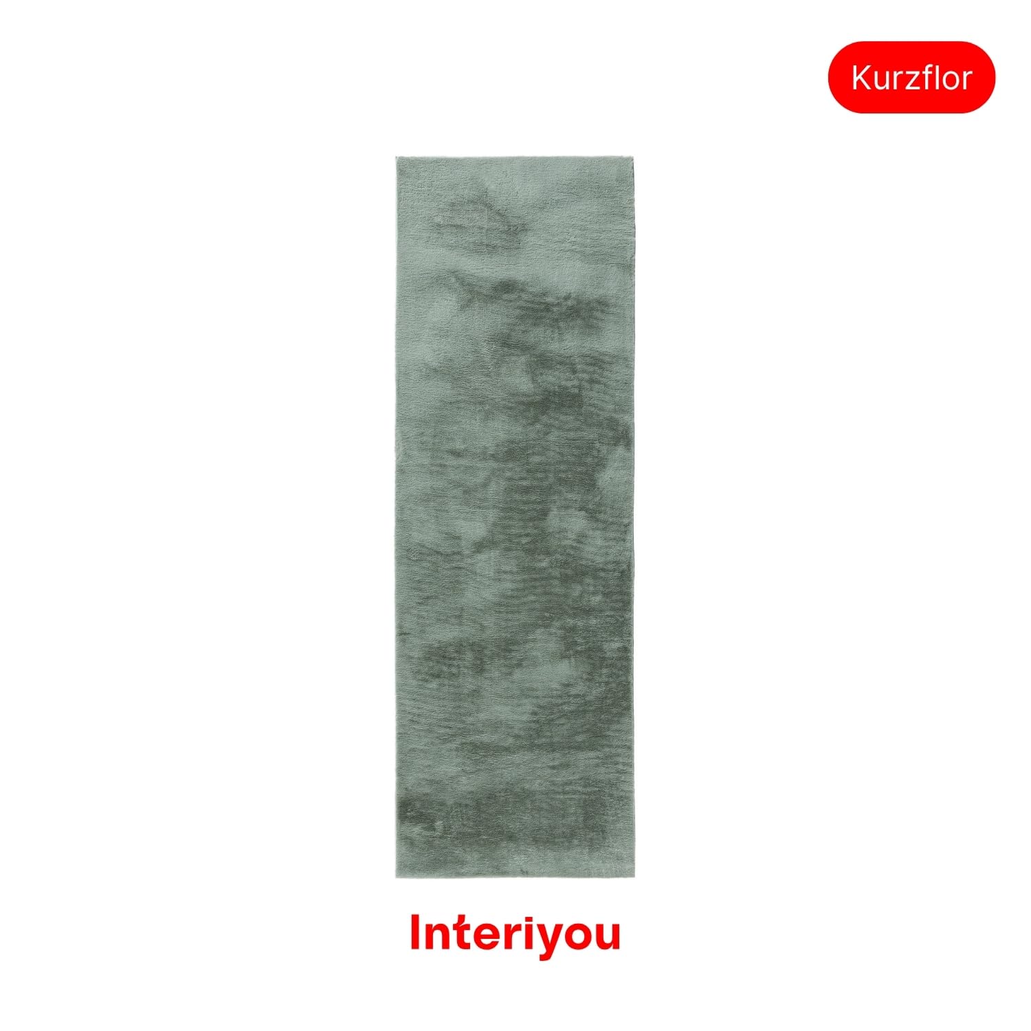 Interiyou Fargo - Teppich Wohnzimmer 80x300 cm Grün - Kurzflor Waschbar und rutschfest - Flauschiger Fellteppich aus Kunstfell - weicher Langflor Fell