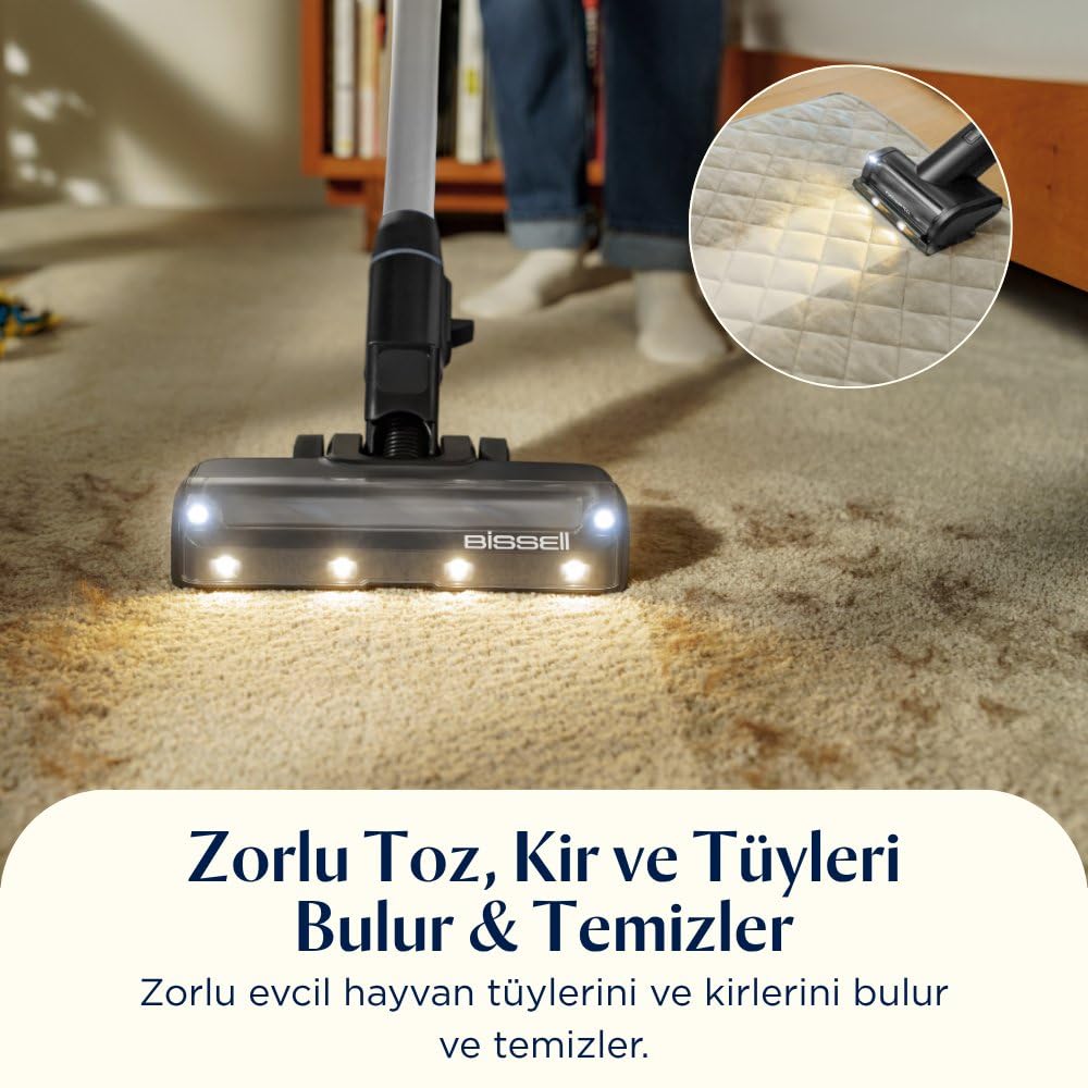Bissell FurFinder Kablosuz Dikey Süpürge Led Işık Turbo Başlık