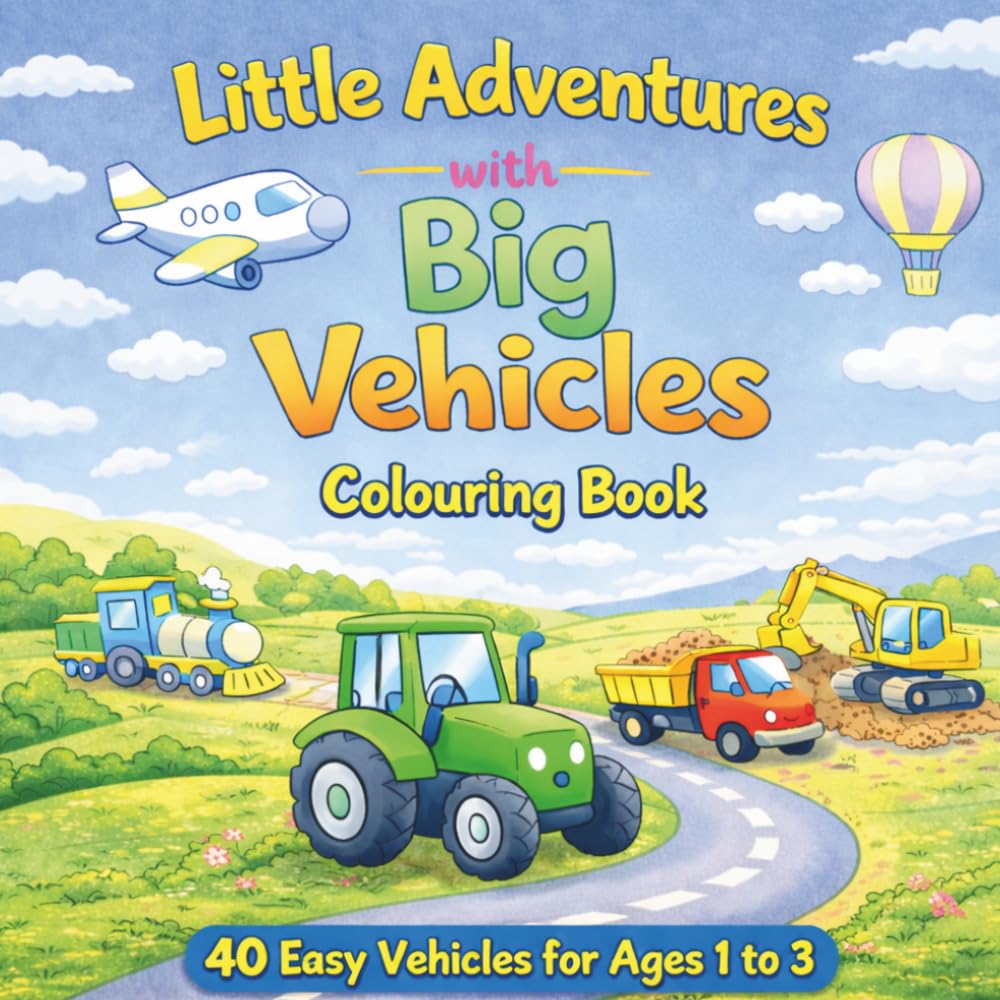 Little Adventures with Big Vehicles: A simple fun colouring book for toddlers