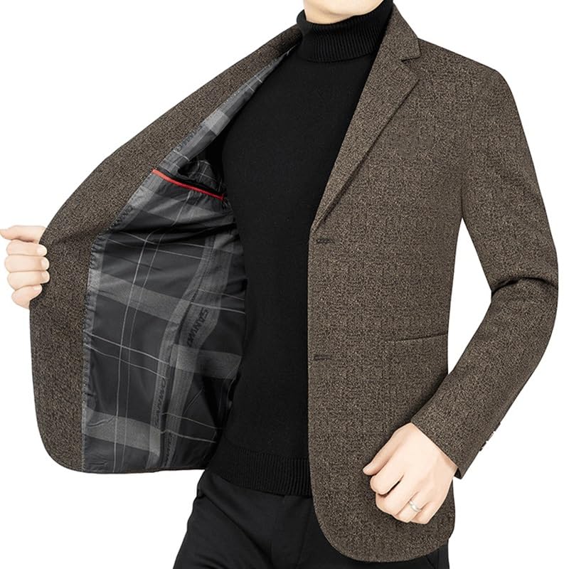 Mens Brown Tweed Blazers Two Button Notch Lapel Sport Coat Casual Lightweight Jacket for Daily Party Business2