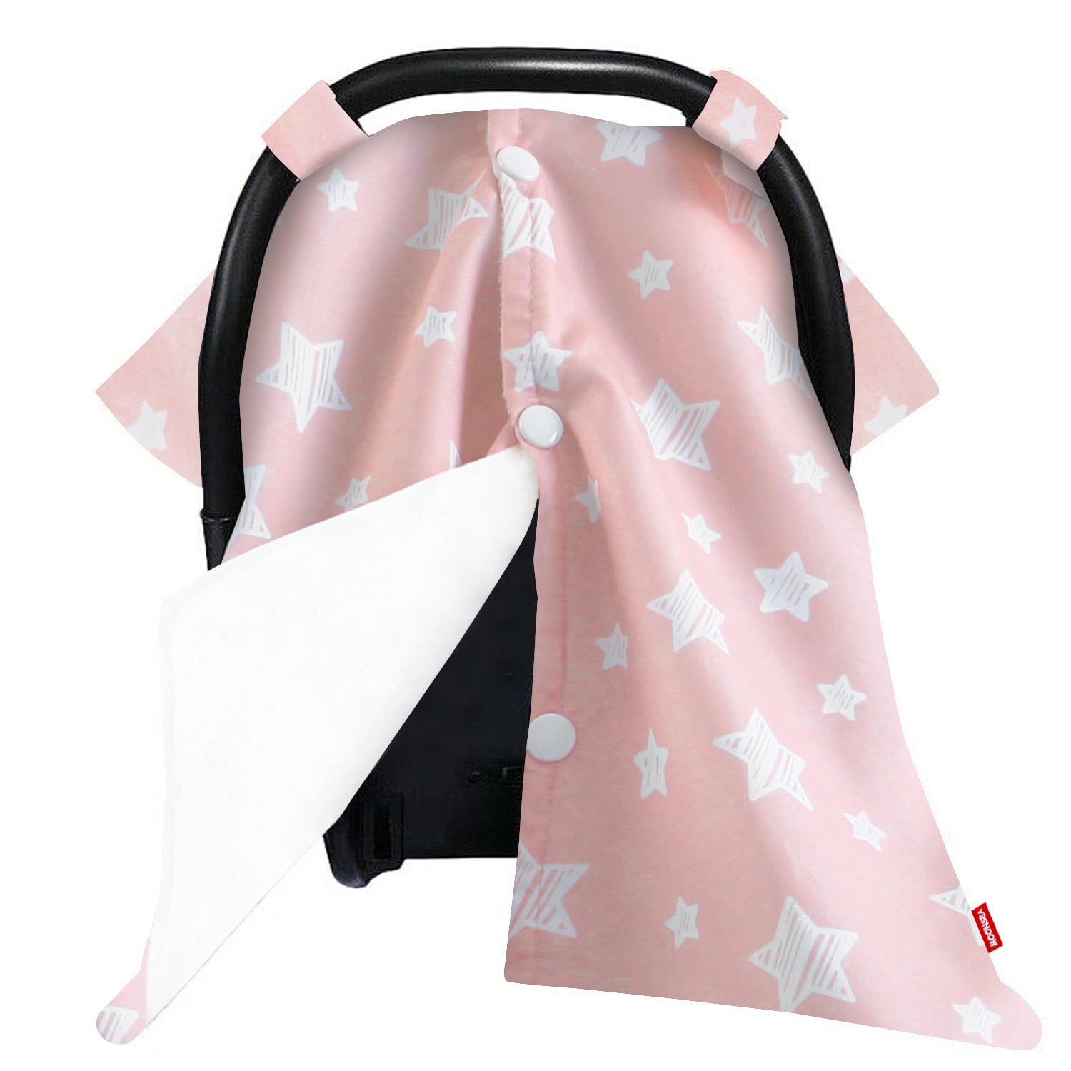 Infant Car Seat Canopy Pink for Baby Girls, 2 in 1 Carseat Covers for Babies, Soft Minky Plush Backing Baby Car Seat Cover, Nurisng Cover Up for New