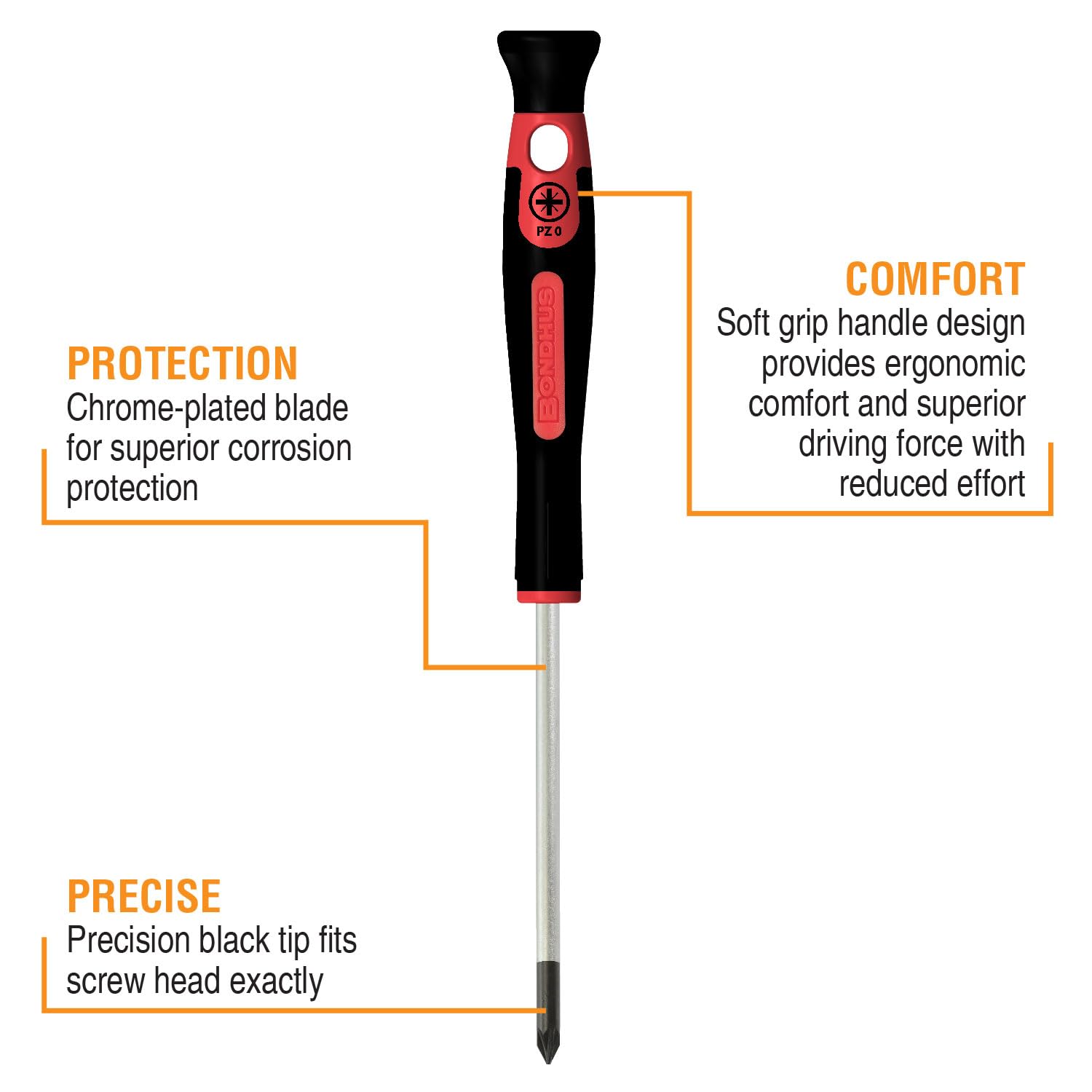 Bondhus Juego de 6 destornilladores ranurados y Phillips aislados PrecisionGrip; 1/16, 5/64, 1/8, PH00, PH0 y PH1
