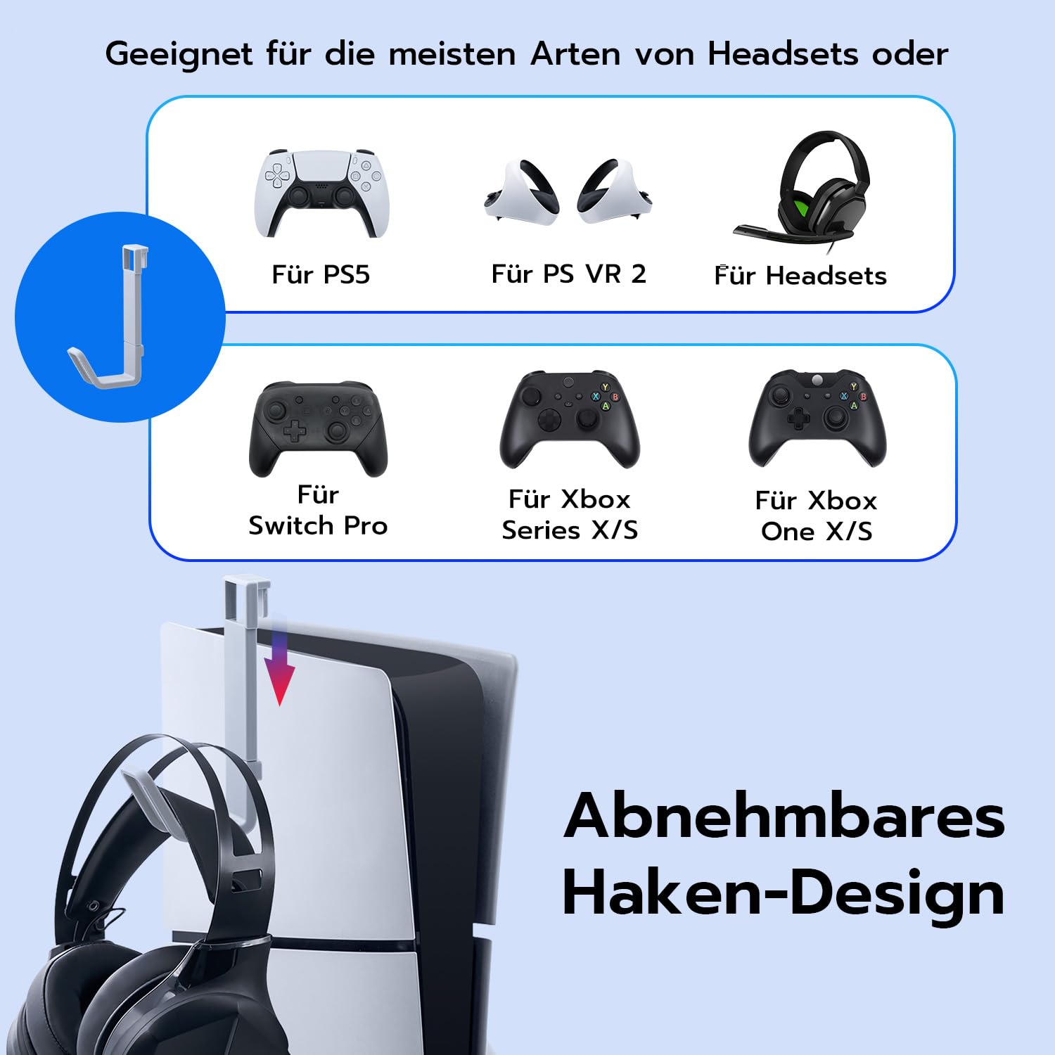 Vertikale Standfuß nur für PS5 Slim, LED Base Station für PS5 Dual Controller Ladestation Dock mit Headset Halterung für PS5 Slim Disc and Digital Editions -Nicht für PS5/PS5 Pro
