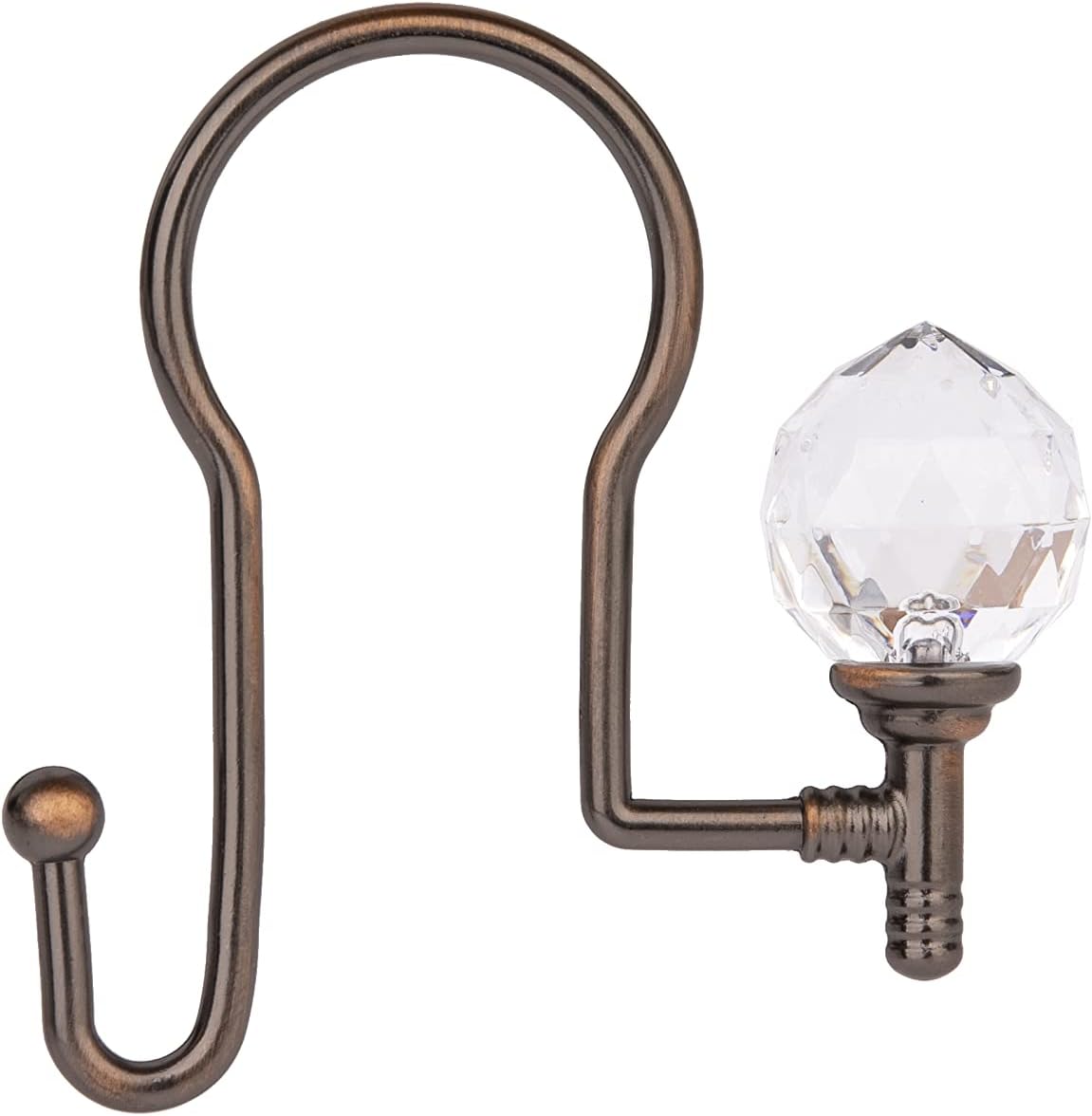 Shower Hooks - Double Shower Curtain Rings for Bathroom - Rust Proof Shower Curtain Hooks for Shower Curtain or Liner - Shower Curtain Rings with Crystal Design - Set of 12, Oil Rubbed Bronze