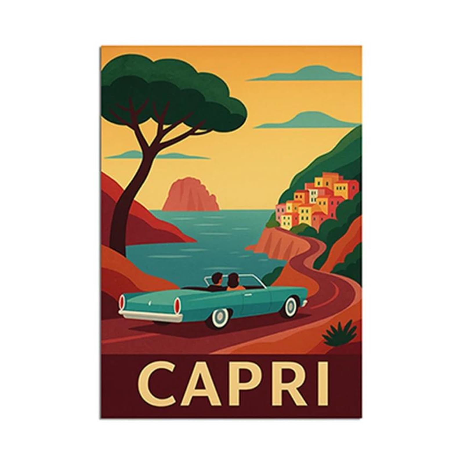 Affiches et impressions sur toile Côte Amalfitaine 30x40cm style voyage vintage rétro