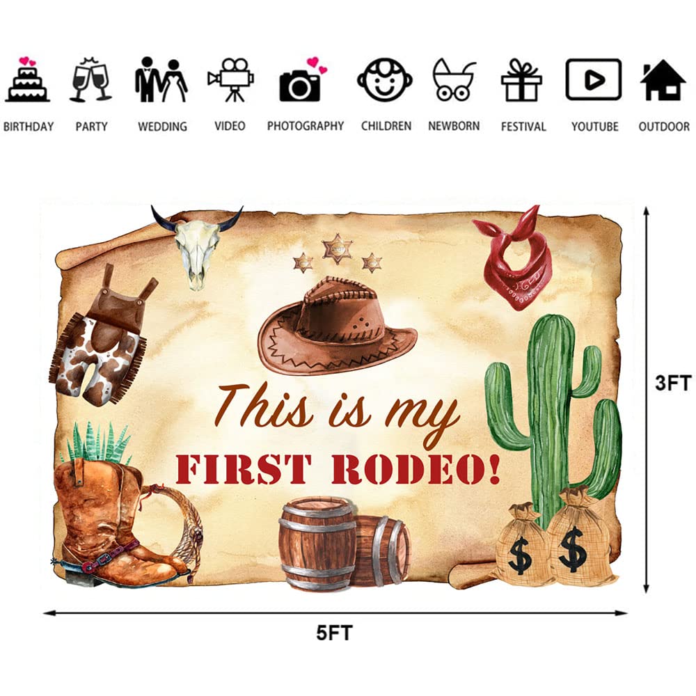 Vinyl-Hintergrund "This Is My First Rodeo" 3x2,4m - Western-Deko Für 1. Geburtstag & Cowboy-Party