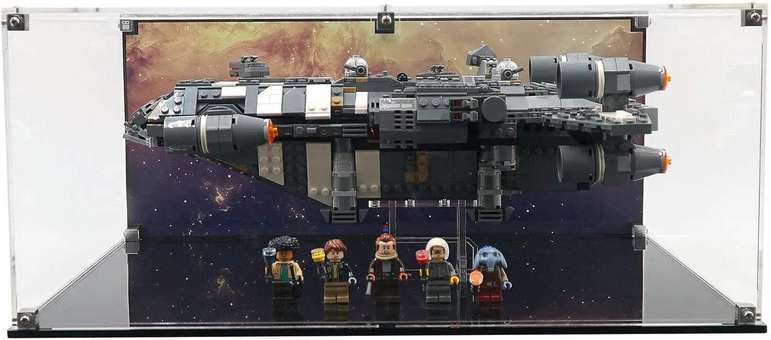 Display Case Compatible with Lego 75374 - The Onyx Cinder - Acrylic Dustproof Showcase with Pre-Printed Background - Set Not Included