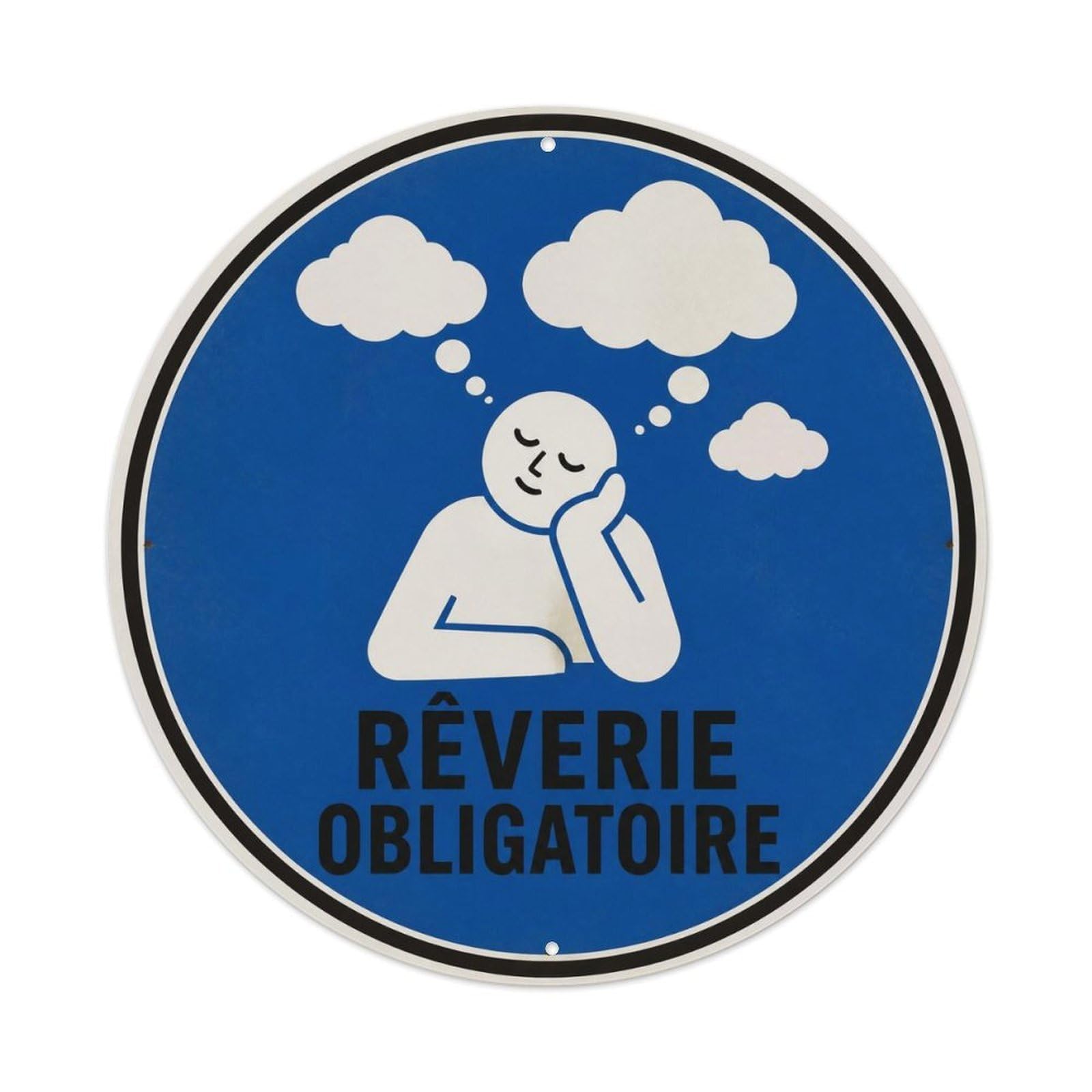 Olyhtr 8X8inch Classic Style Daydream Mandatory Retro Warning French Nostalgic Type Metal Tin Sign