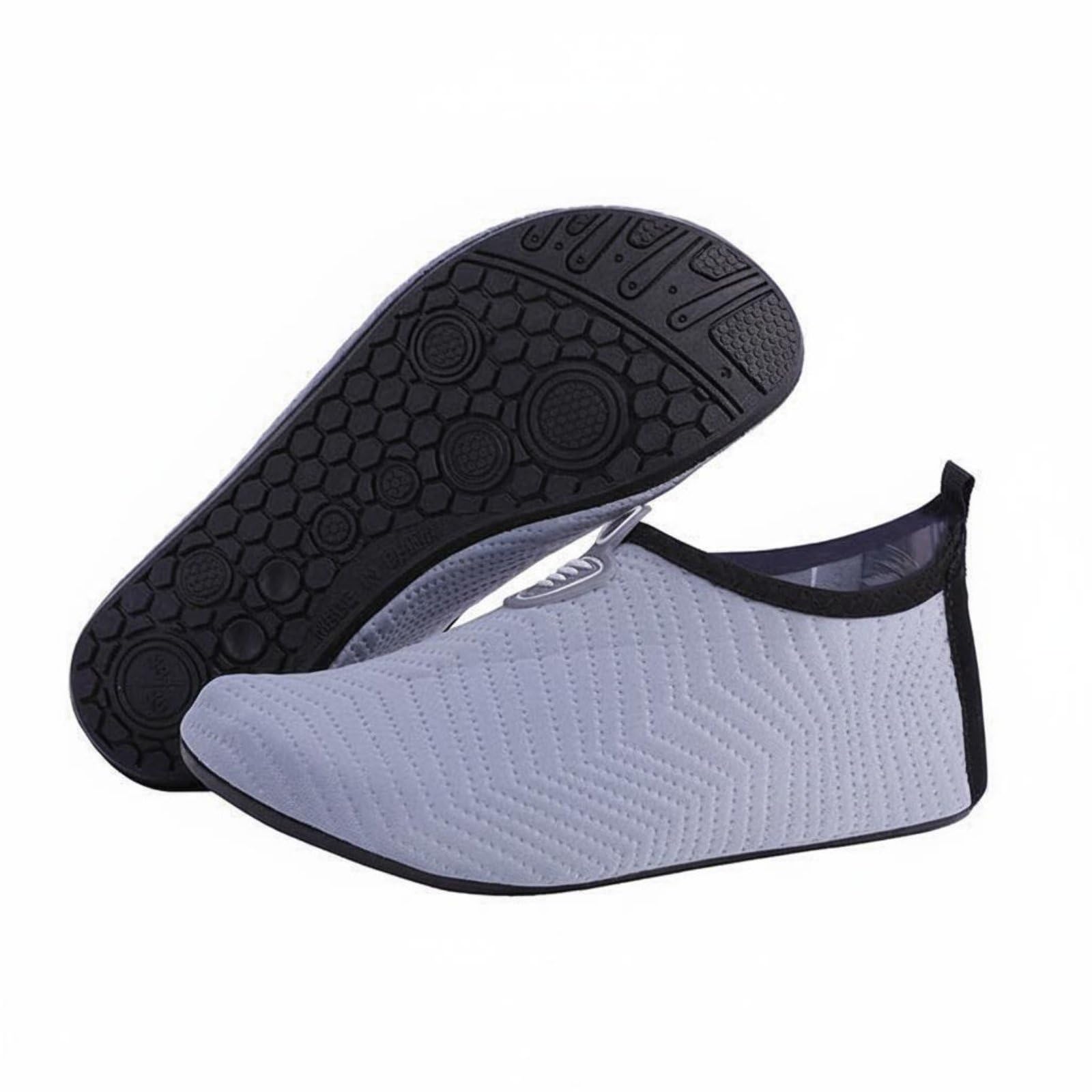 Breathable Quick-Dry Water Shoes Amphibious Non-Slip Aqua Socks Puncture Resistant Non-Slip Beach Shoes Packable for Men, Women, Swimming, Diving, Surfing, Kayaking, Gray, S-image-19