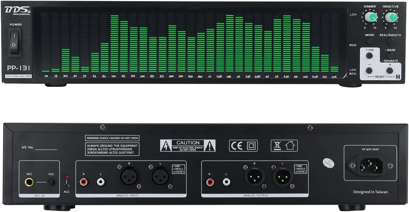BDS PP-131 Green Audio Spectrum Analyzer Display 2U Rack Music Spectrum Indicator VU Meter 31CH Real Time Frequency Level Display