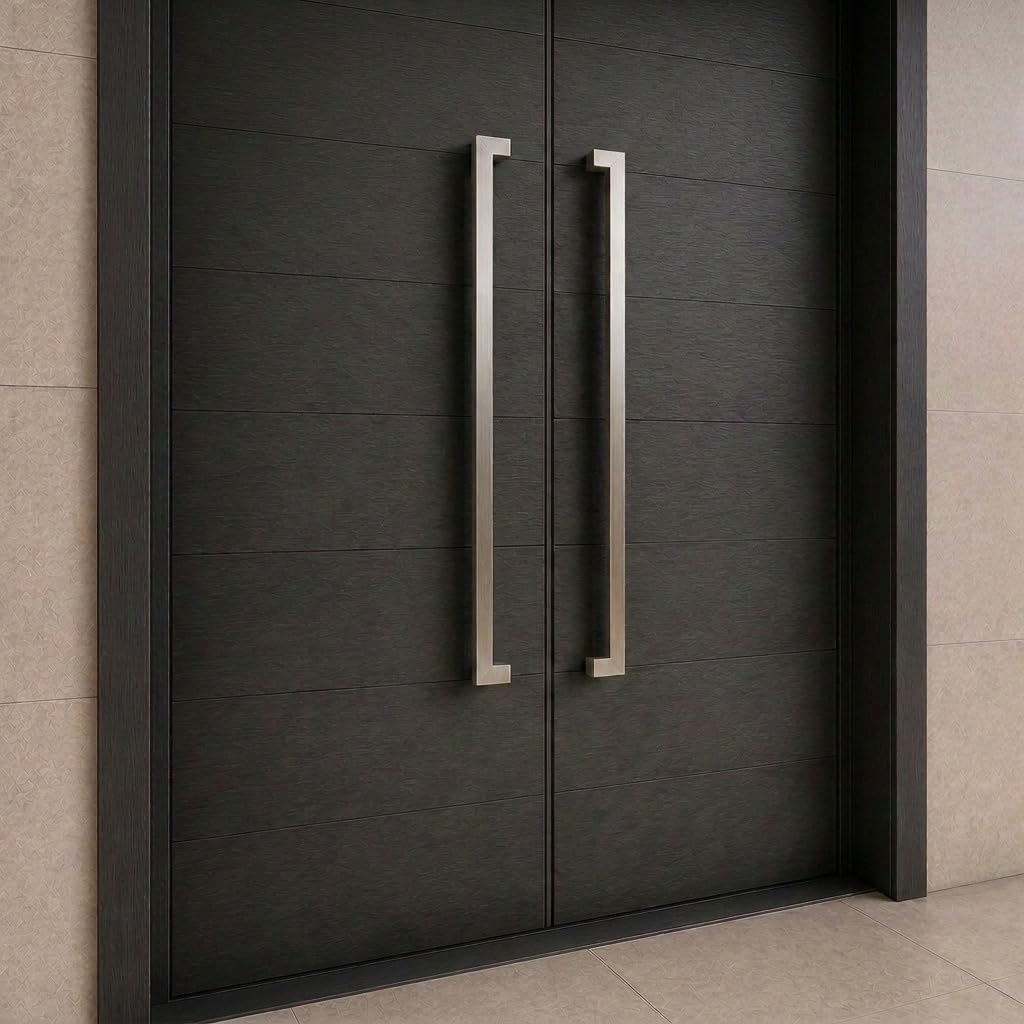Modern Contemporary Long Stainless Steel Push Pull Door Handle for Home Entrance Glass Shower Wooden Barn & Office Store Shop Doors - Brushed Satin Nickel - 48 Inch