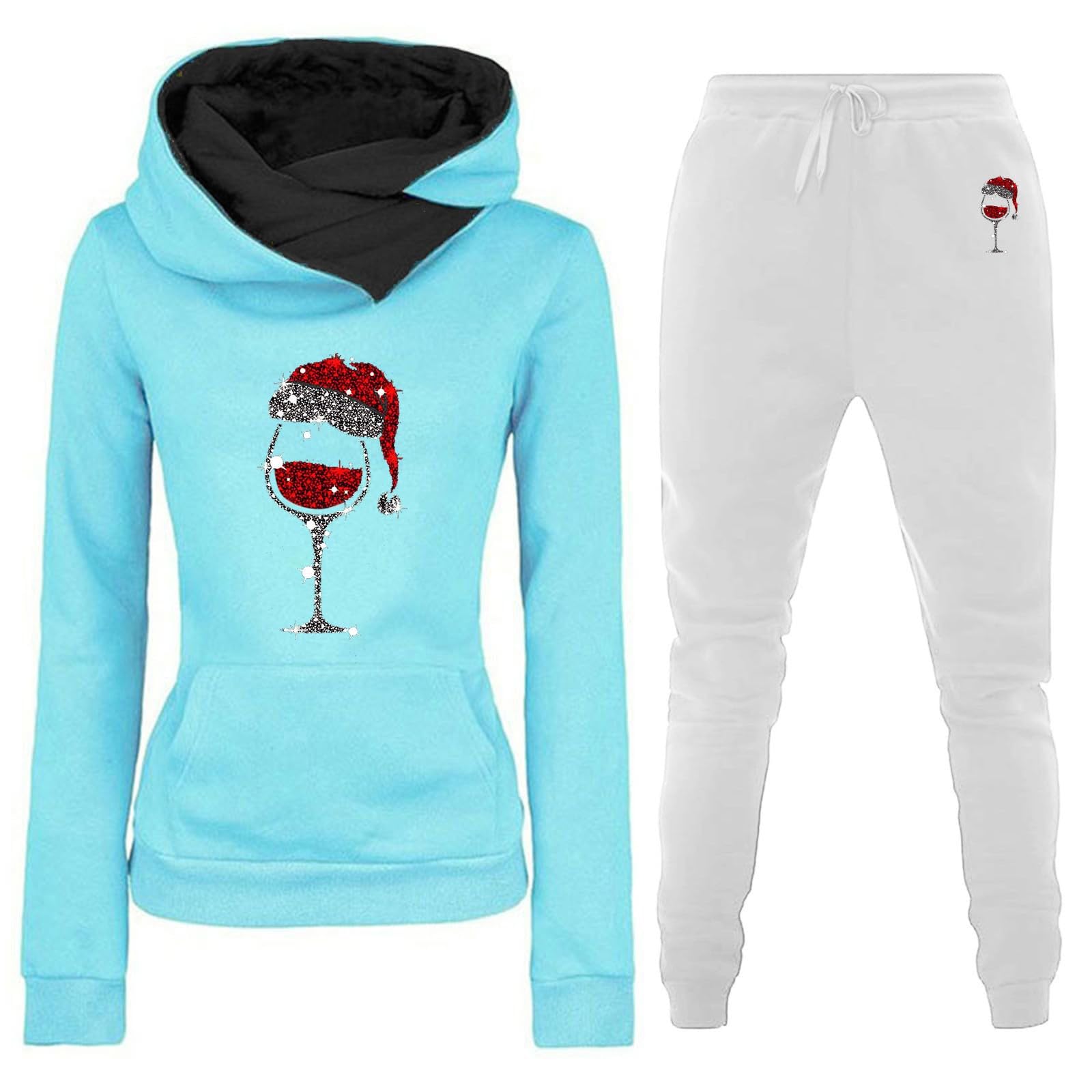 Damen Trainingsanzug Set - Sportliches Zweiteiliges Set Jogginghosen Sweatshirt FüR Damen Zip Sweatshirt Solid Color Trainingsanzug Homewear Fitness KurzgrößE Blumenmuster Sportanzug