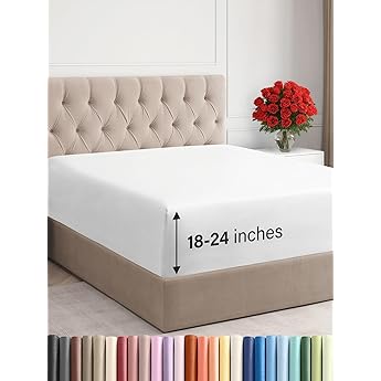 Elegant Comfort 1500 Premium Quality Fitted Sheet Ultra Soft 18-24 Inch Extra Deep Pocket - Single Fitted Sheet for High Mattress - Wrinkle Free with Smart Storage Pockets, Cal King, Light Pink