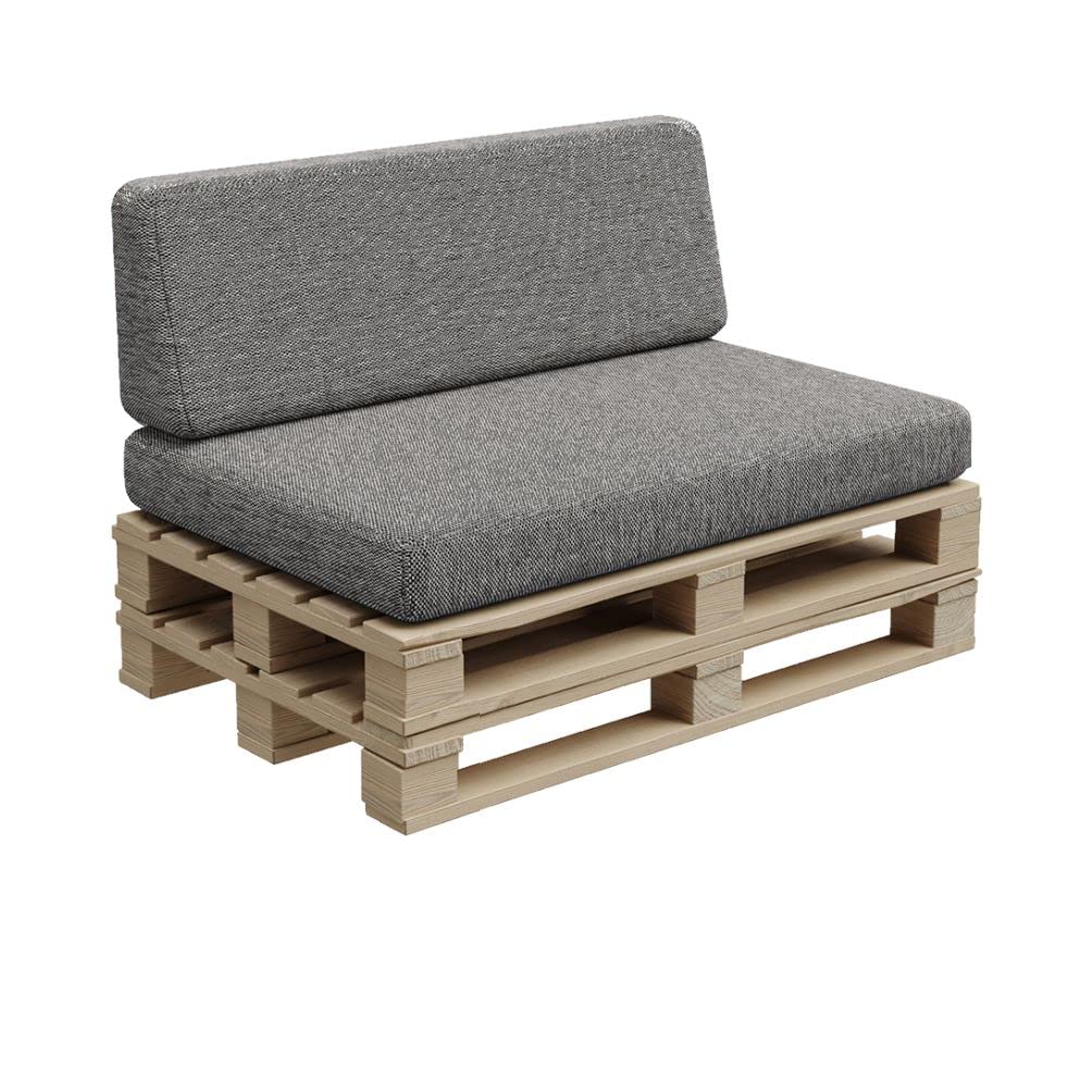 Gutekissen, cuscini in pallet, cuscini in pallet, cuscini da giardino, sovrapposizioni in pallet, divano, cuscini, imbottiture Indoor Outdoor PFBG (Set (120x80 + 120x35), Grigio scuro)