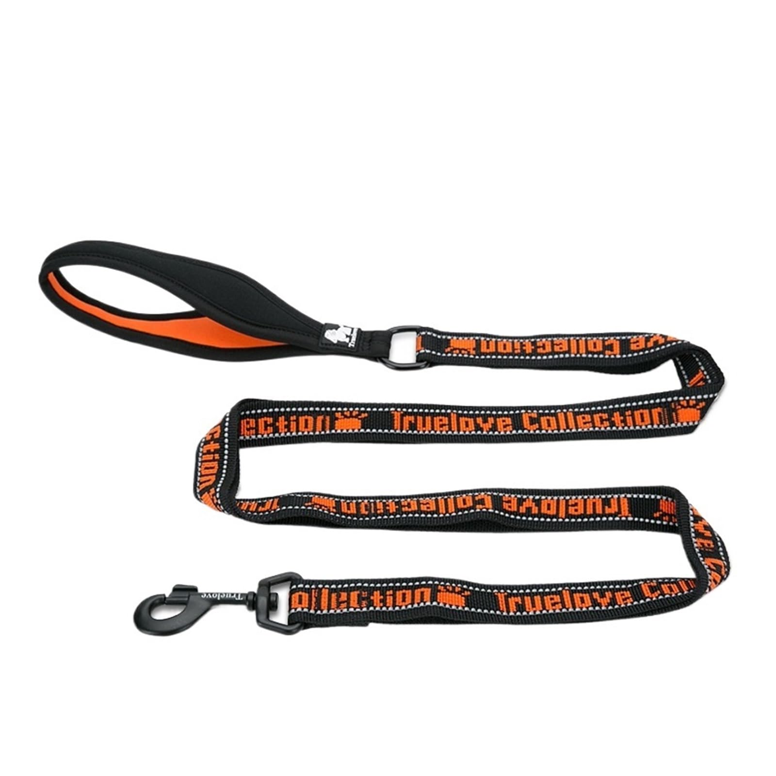 Laisse réfléchissante S nylon noir et orange pour petit chien et chat