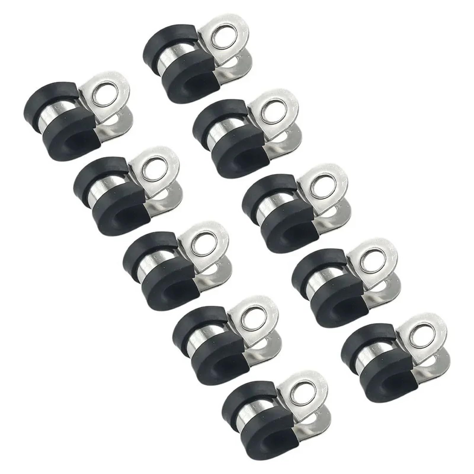 Clip a P in acciaio inox, con rivestimento in gomma, fascette per cavi, per hardware domestico