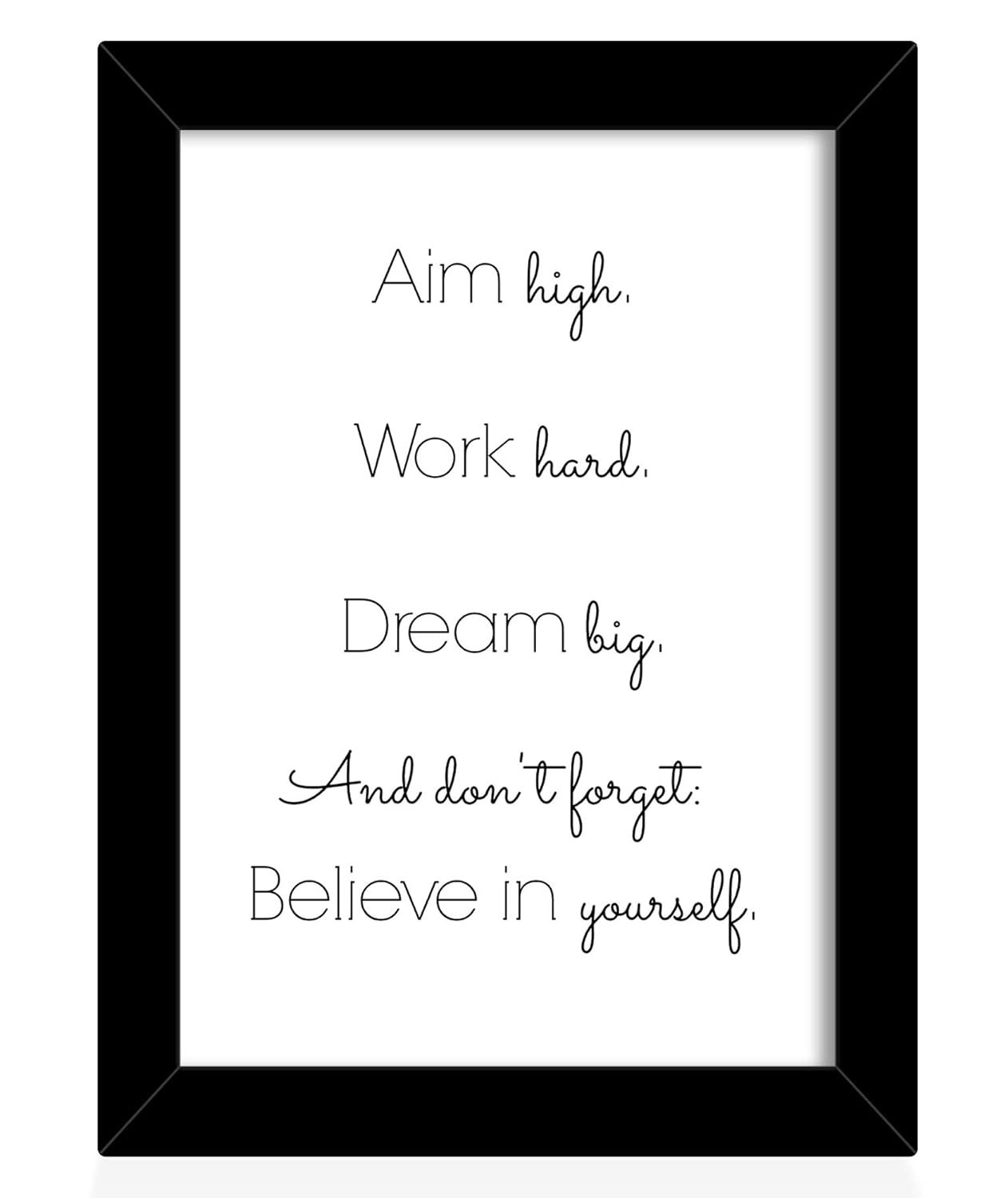 Work Hard Dream Big Quotes Tied Ribbons Engineered Wood Frame Aim High Work Hard Dream Big And Don't  Forget To Believe In Yourself Printed Motivational Quotes Framed Poster For  Wall (Multicolour, 25.9 X 34.5 Cm) : Amazon.in: