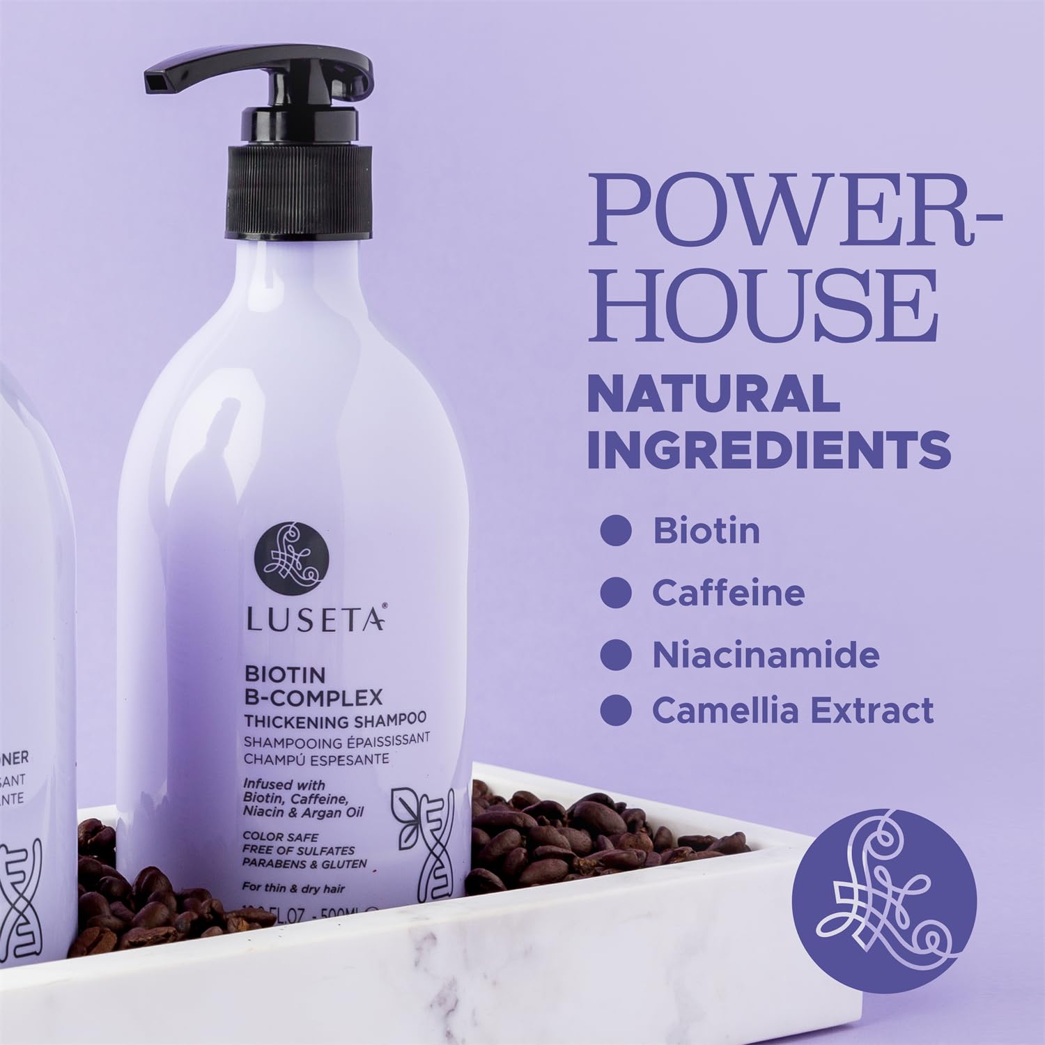 Luseta Biotin B-Complex Thickening Shampoo for Hair Growth and Strengthener - Hair Loss Treatment for Thinning Hair With Biotin Caffein and Argan Oil for Men & Women - All Hair Types 16.9oz - Image 4