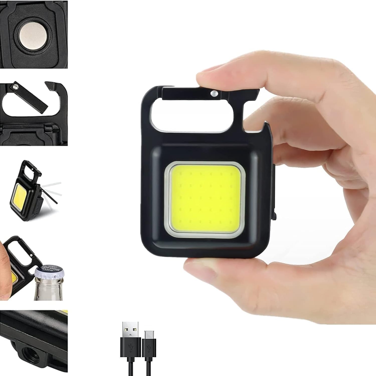 Abs Keychain Light - Rechargeable Flashlights, 4 Modes Mini Flashlight Keychain With Folding Bracket Bottle Opener And Magnetic Base For Emergency And Outdoor Use…-image-45