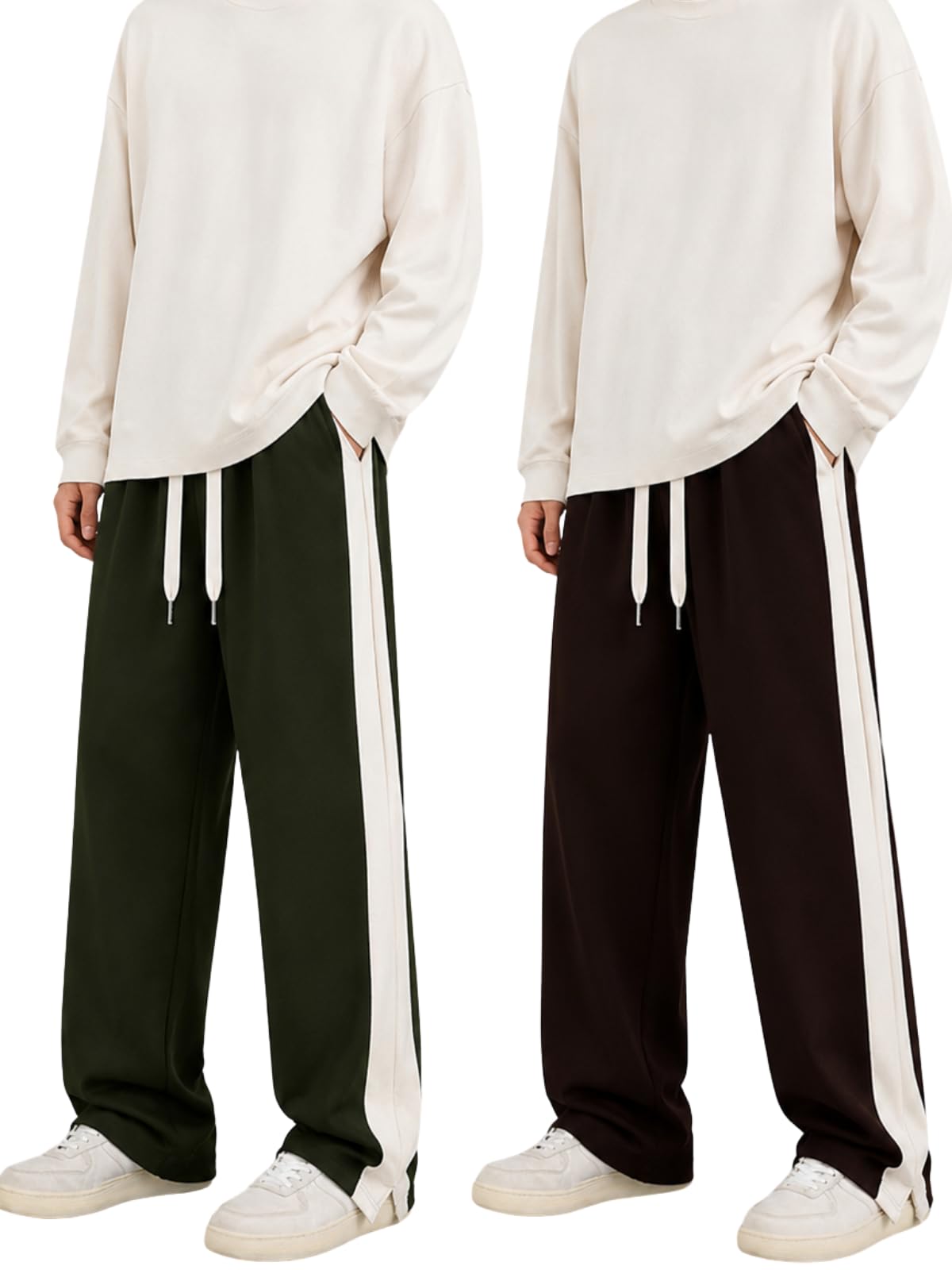 greciilooks Trouser for Men | Man Relaxed Fit Trousers Twill Track Style | Straight Fit Wide Leg Trousers for Mens with Drawstring Waist | Korean Casual Travel Streetwear Pants-picture-33