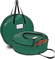 Vista 1 de ProPik Bolsa de almacenamiento para corona de Navidad de 24 pulgadas, contenedor de guirnalda con material resistente a desgarros, con asas Verde