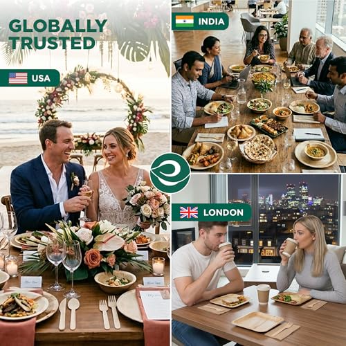 ECO SOUL Palm Leaf Plates 6”(15cm) Round (50 Count) Small Bamboo Plate |Eco Friendly, Biodegradable, Compostable Heavy-Duty Plate, Disposable Plates for Dinner, Party & Events - Image 6