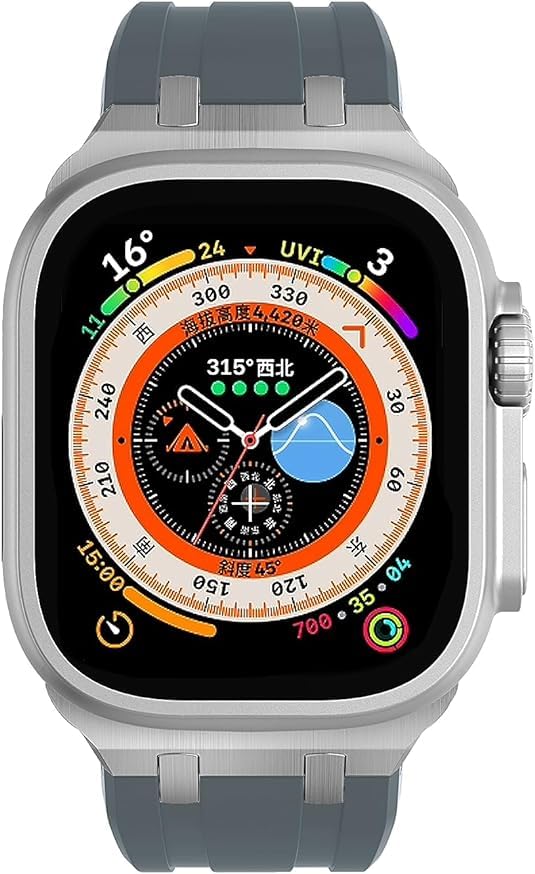 Image of Compatible Apple Ultra Watch Band 49mm 45mm 44mm 42mm Liquid Silicone Design Strap with Stainless Steel Adapter for iWatch SE Series 9 8 7 6 5 4 3 2 and Ultra for Men and Women
