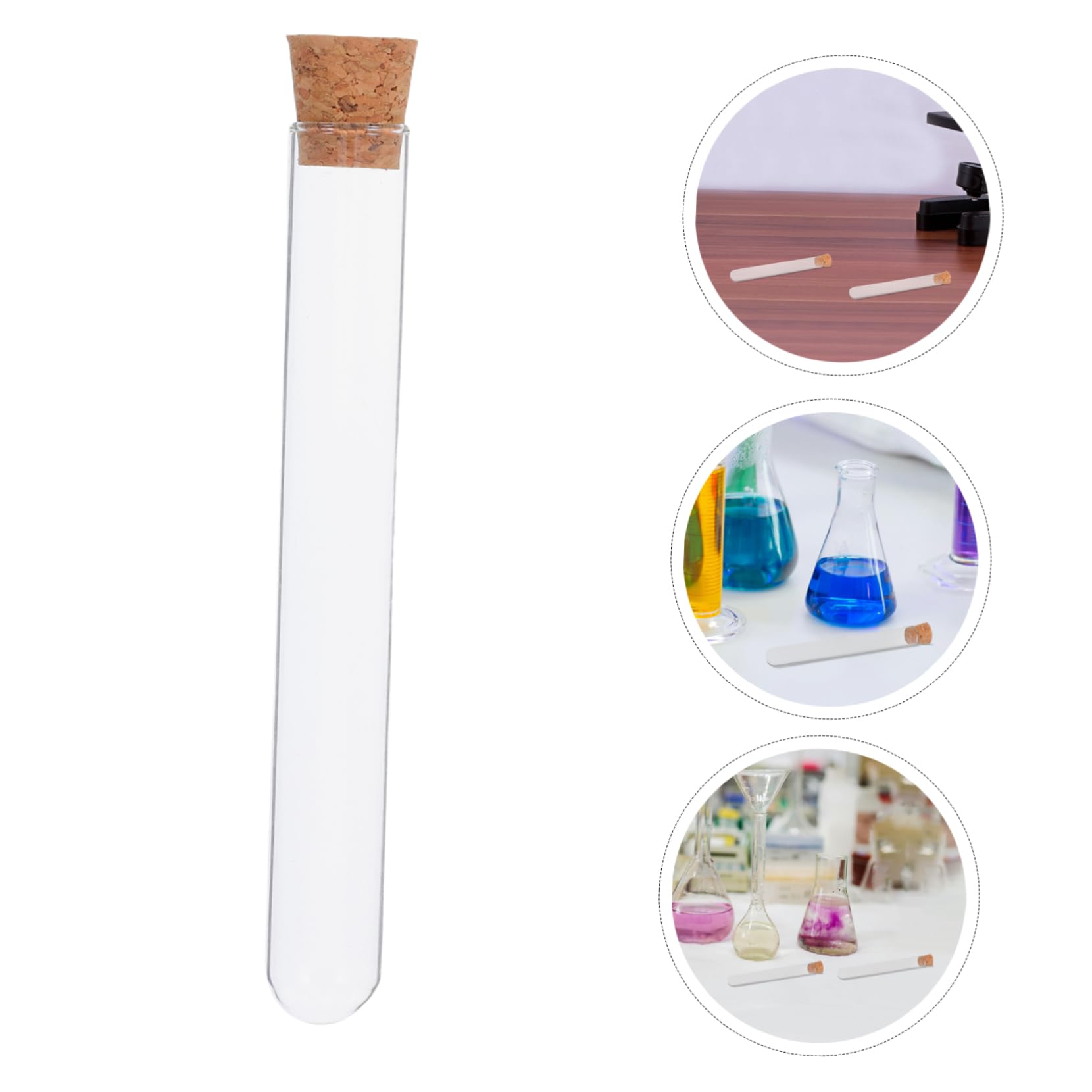 UKCOCO Tubos de prueba claros de cristal 20PCS con los tapones de corcho para el almacenamiento líquido del polvo de los experimentos científicos 20 x 150