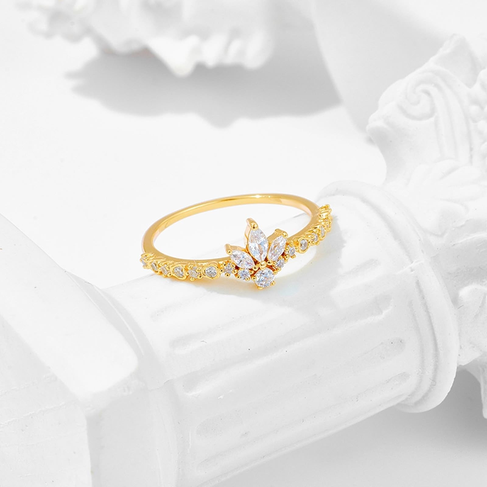 Anillo de solicitud Au 375/585/750 de oro con marquesa moissanita de hoja, anillos de boda