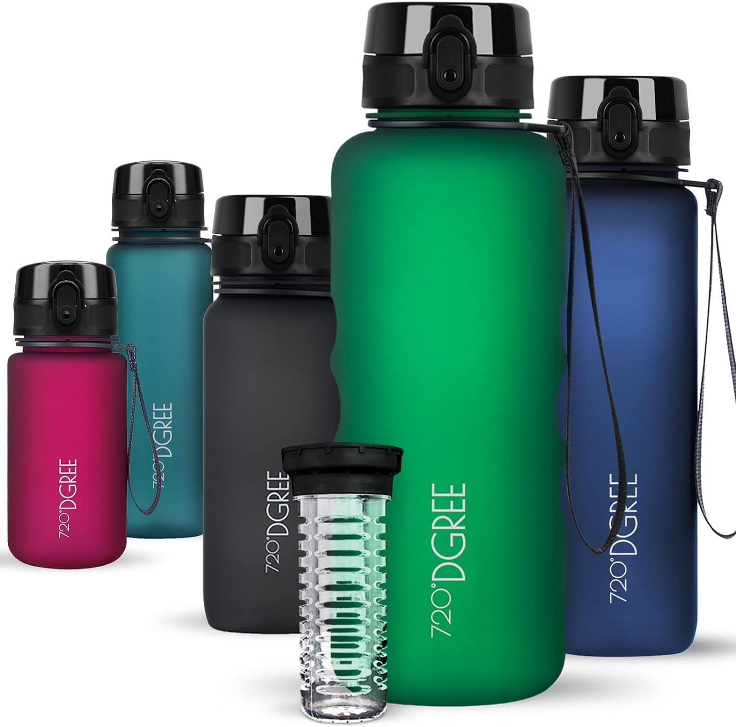 720°DGREE Botella Agua 1 Litro “uberBottle“ - Tamiz-Fruta, softTouch - Sin BPA, Prueba de Fugas, Reutilizable - Cantimplora, Water Bottle ideal para Deporte, Fitness, Gimnasio, Senderismo, Ciclismo — view 46