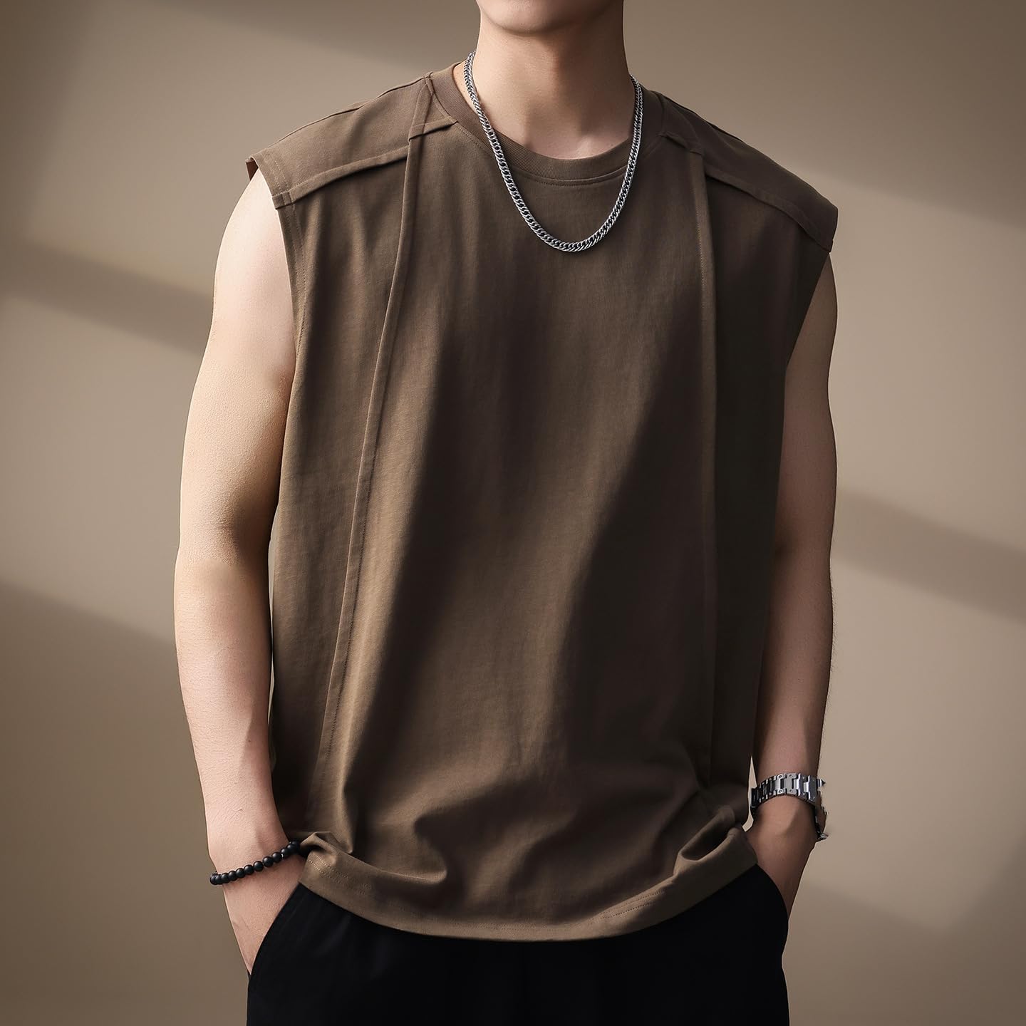 Color Block Sleeveless Vest for Men Basketball Sports T-Shirts