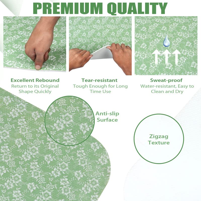 Image of Printed Yoga mats Exercise Mat Anti-Skid 4mm thickness Water /Dirt Proof Lightweight easy to Carry gym workouts for men women children with Carry Strap (Green) (2Fts x 6Fts) (4mm Thickness)