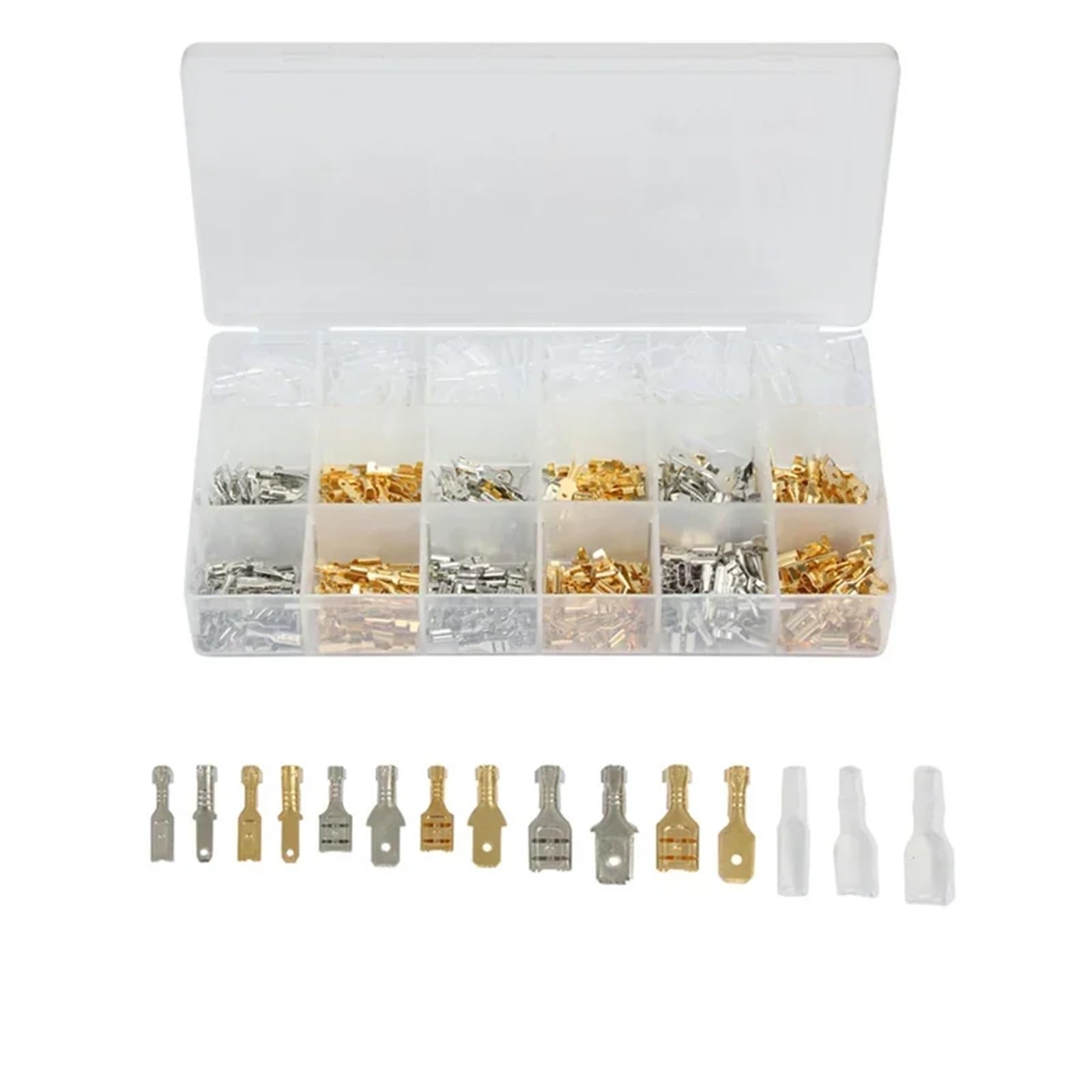 Kit assortito di 540 connettori per cavi elettrici con terminali a crimpare da 2,8/4,8/6,3 mm e guarnizione isolata.